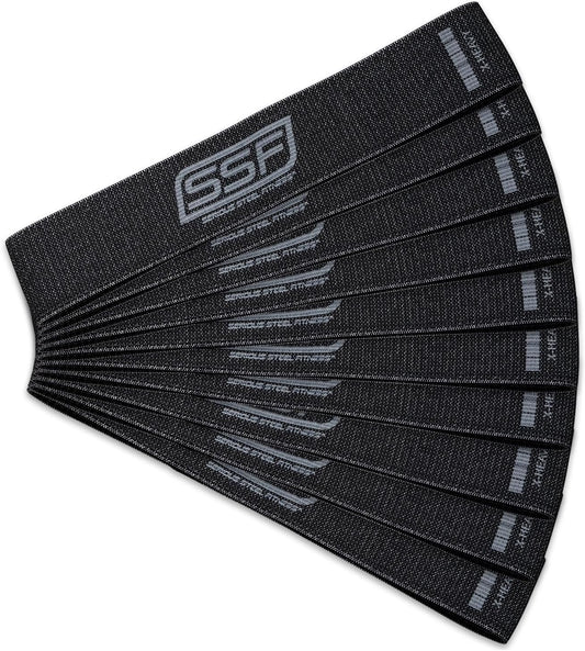 Serious Steel Fitness Fabric Mini Loop Non-Slip Resistance Band Set | Warm-Up, Physical Therapy, Glute Training, Speed and Agility Exercise Bands