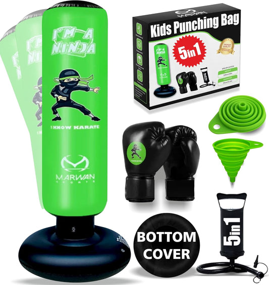 Durable Inflatable Kids Punching Bag for Karate and Boxing – Bounce-Back Martial Arts Bag for Boys and Girls, Great Birthday Gift to Relieve Energy and Build Skills for Boys Ages 4-12