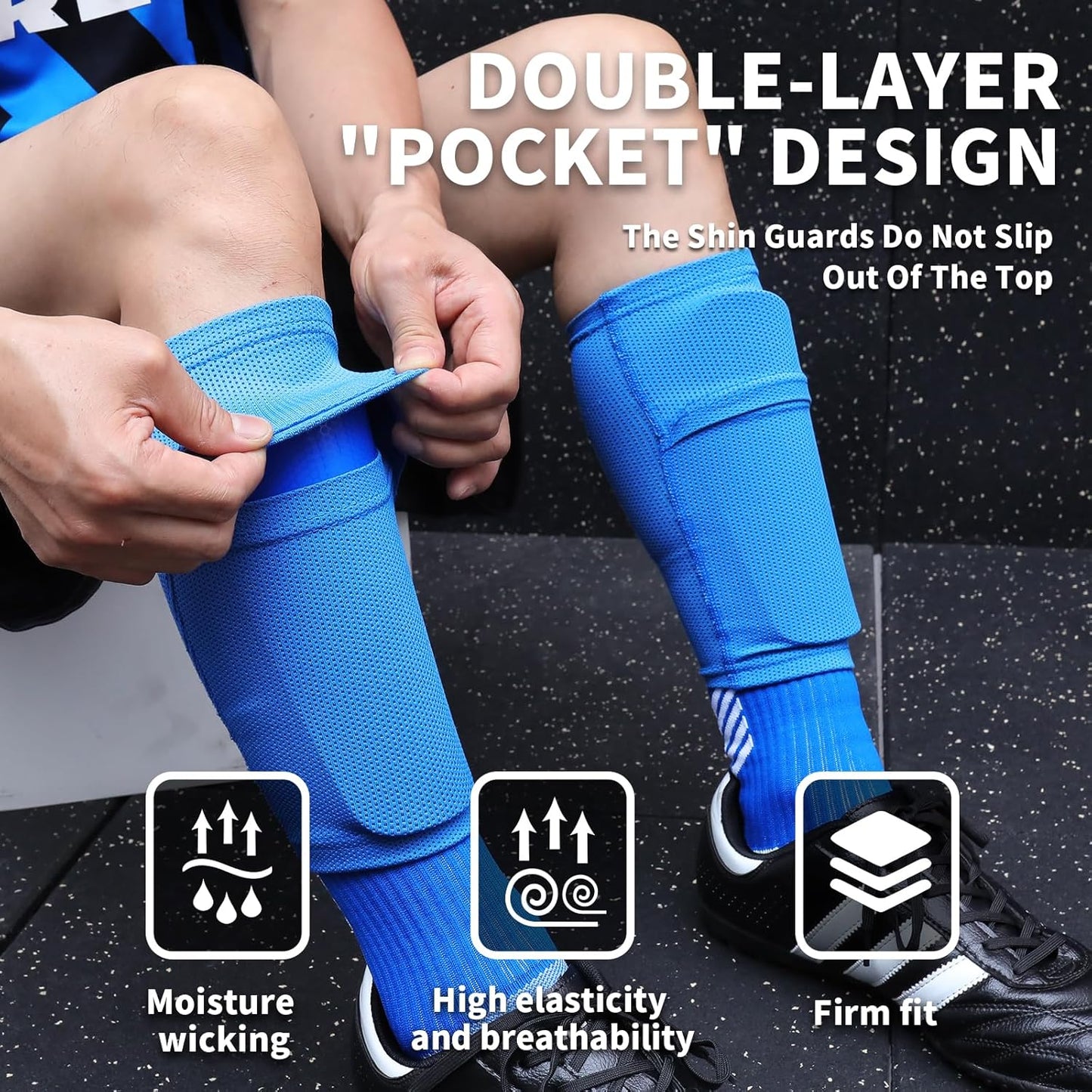 Soccer Shin Guards for Kids Youth Adults - Shin Pads and Sleeves with Optimized Insert Pocket for Boys Girls Men Women for Football Games - Protective Soccer Equipment