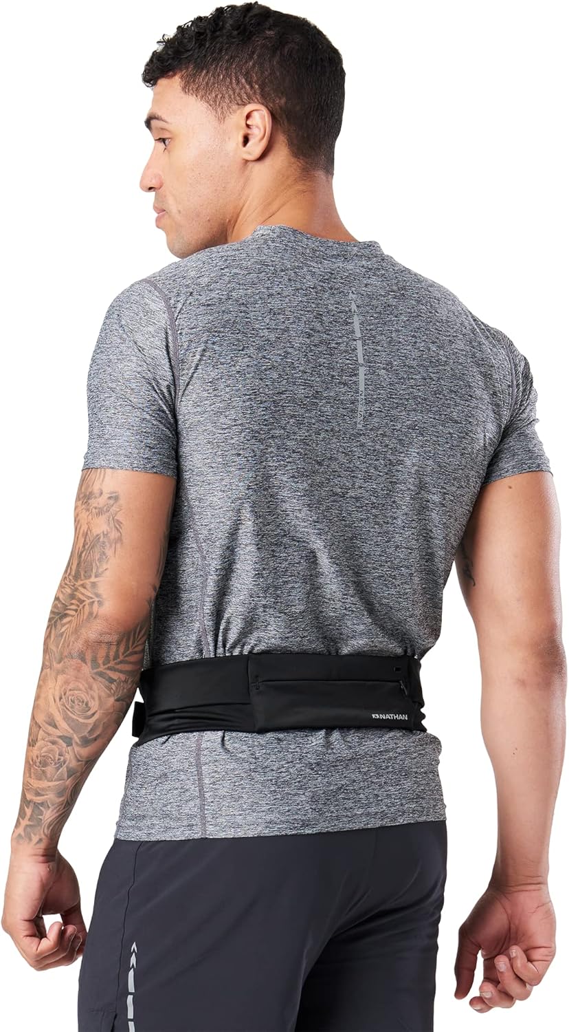 Nathan Running Belt Adjustable Fit Zipster, Zippered, Weather-Resistant Pocket & Two Quick-Stash Pockets for Running Gear, Running Fanny Pack, Walking, Hiking, Gym