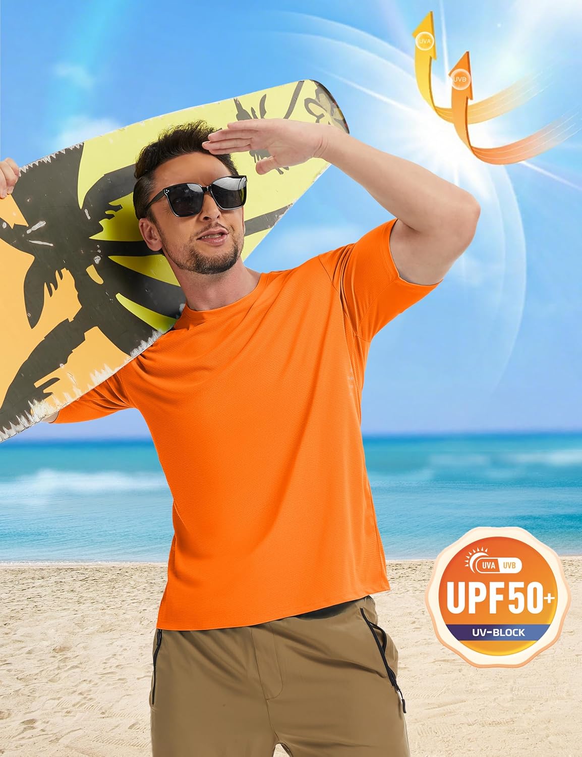 MAGCOMSEN Mens Rash Guard Short Sleeve UPF 50+ Sun UV Quick Dry Shirts Workout Swim Running Athletic T-Shirt