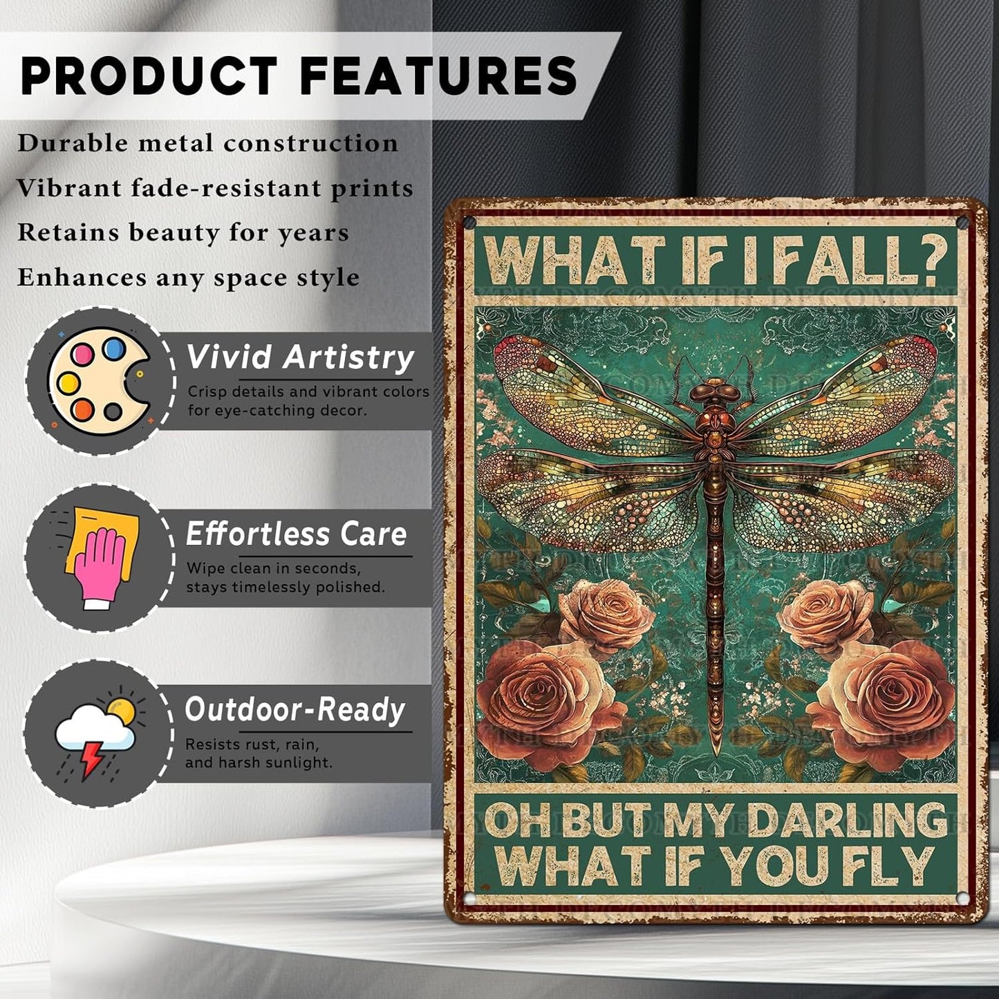 Vintage Tin Sign What If You Fly Tin Sign Metal Wall Decor for Home Office Kitchen Bar Cafe Garden Wall Decor 12 * 16inch