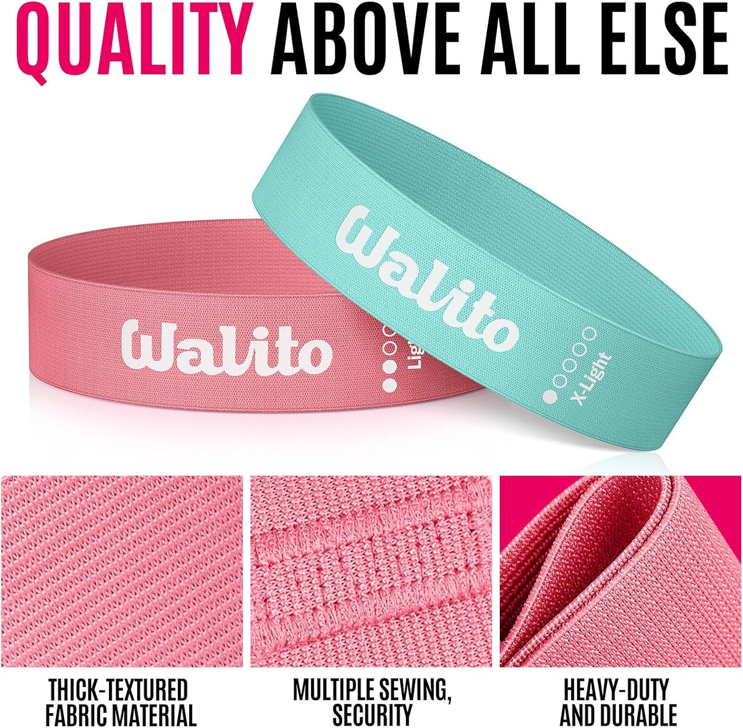 Fabric Resistance Bands for Working Out - Booty Bands for Legs -Glutes Training for Women and Men - Exercise Bands for Squats, Yoga, Physical Therapy -Home Gym Fitness