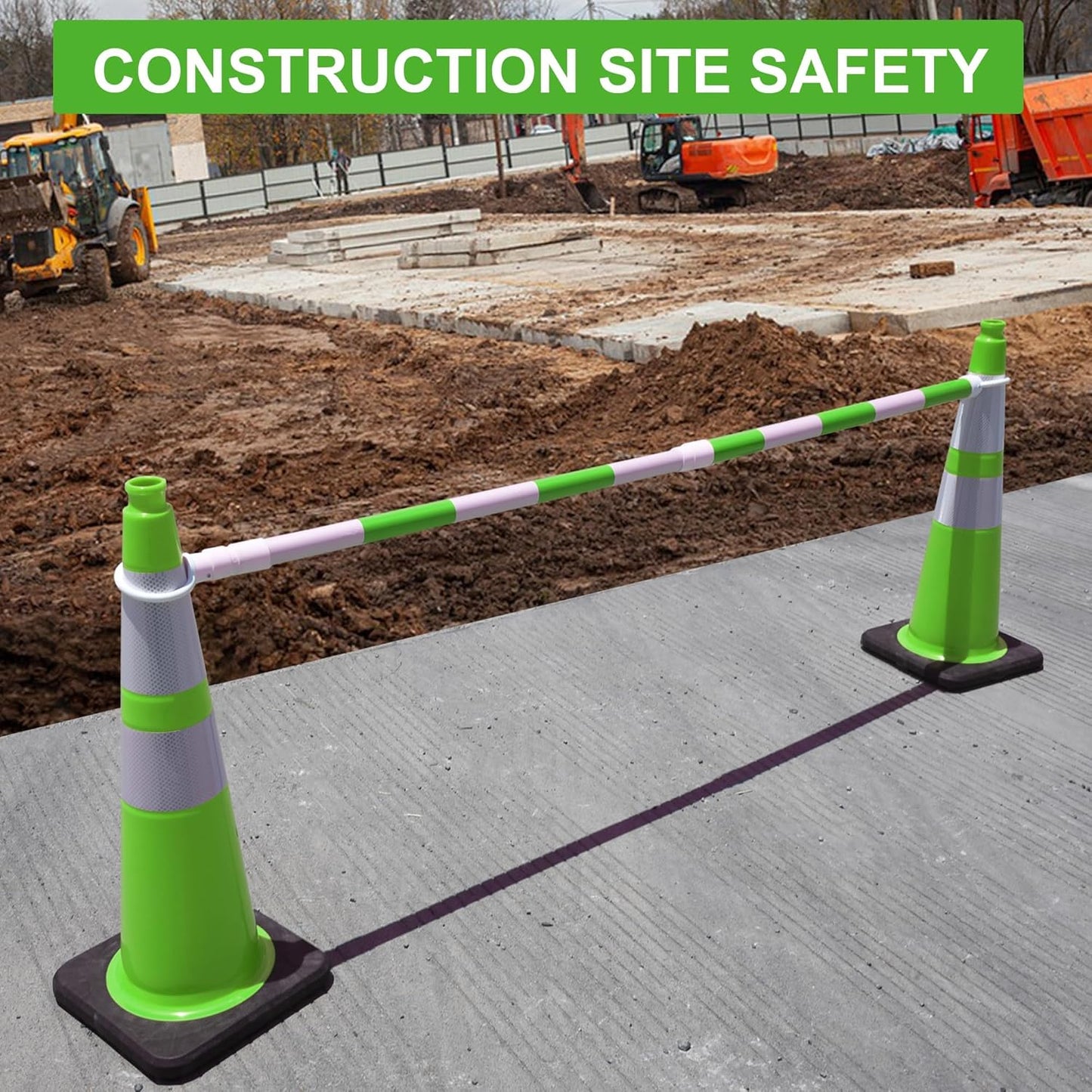 OrangeStar 28" Traffic Cones 4-Pack, Green Safety Cones with Reflective Collars, Weighted Rubber Base for Highway, Roadwork, Parking Lot Safety, Warehouse, Indoor & Outdoor Use