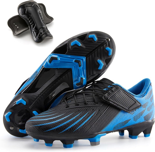 PATPAT Kids Soccer Cleats – Outdoor Firm Ground and Turf Football Training Shoes for Little Big Boys and Girls, Sizes 10-6