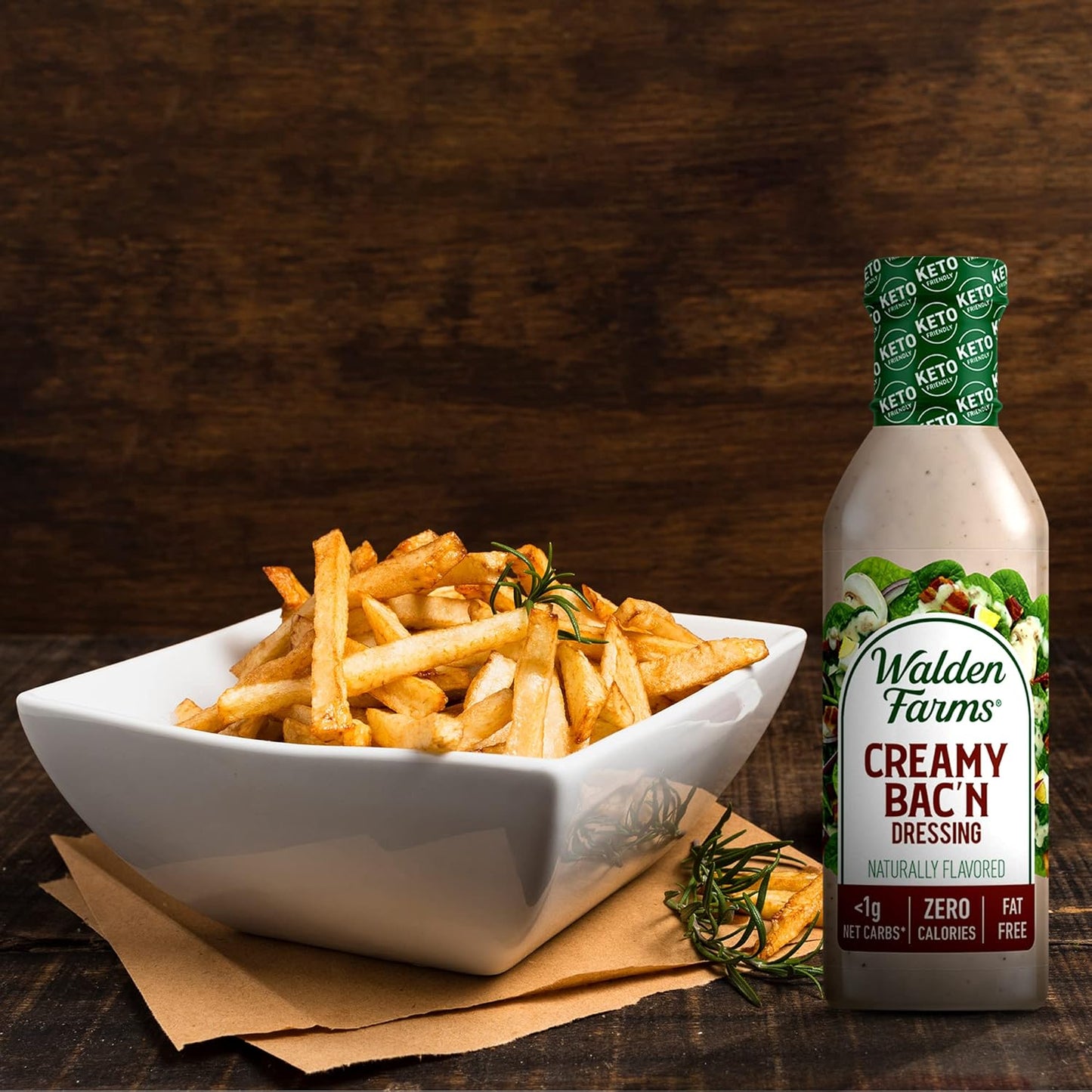 Walden Farms Creamy Bac’n Dressing – Low Carb, Calorie-Free, Gluten-Free, Keto-Friendly, Sugar-Free, Fat-Free, Dairy-Free Smoky Bacon Flavor – 2-Pack, 12 oz Bottles