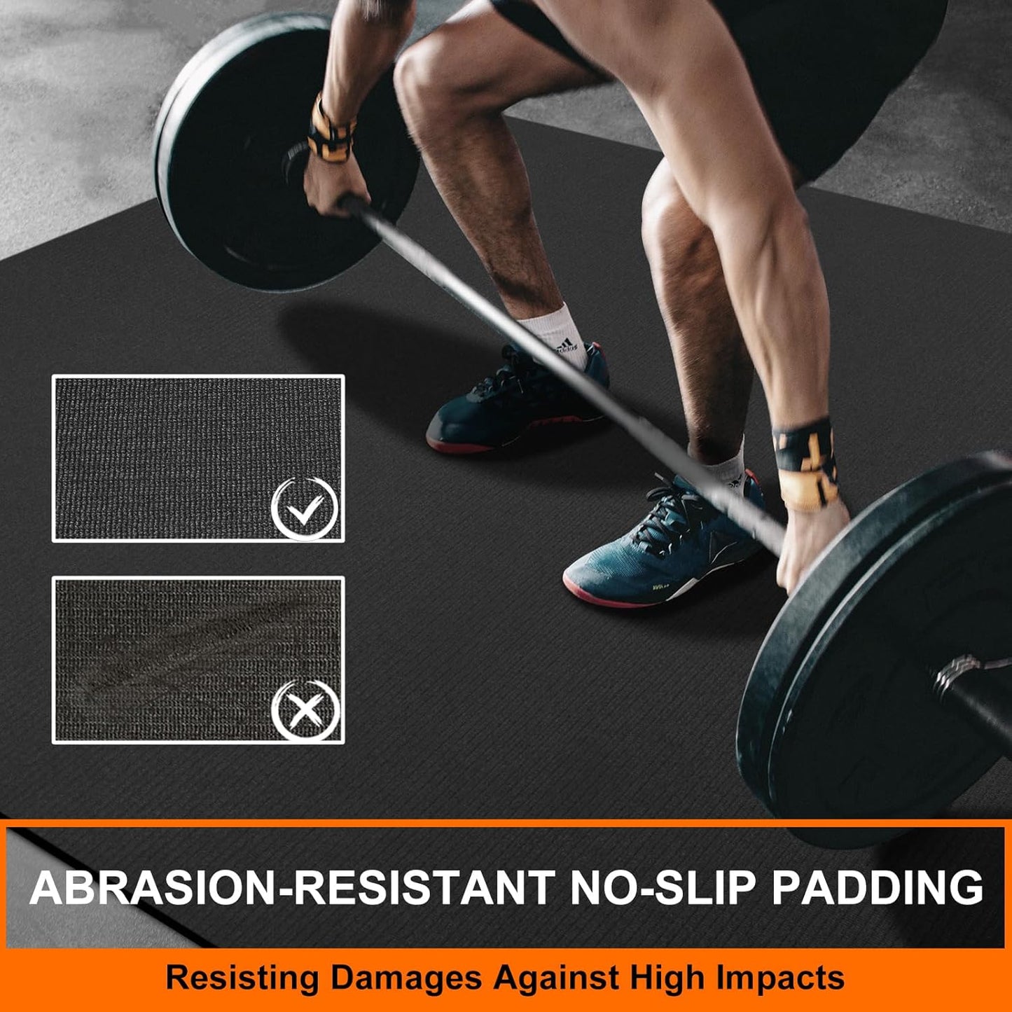 Large Workout Mat 6'x2' & 6'x4' - Home Gym Flooring for Weightlifting, Jump Rope, MMA, Yoga, Cardio, Stretch, Plyo, HIIT - Shoe-Friendly