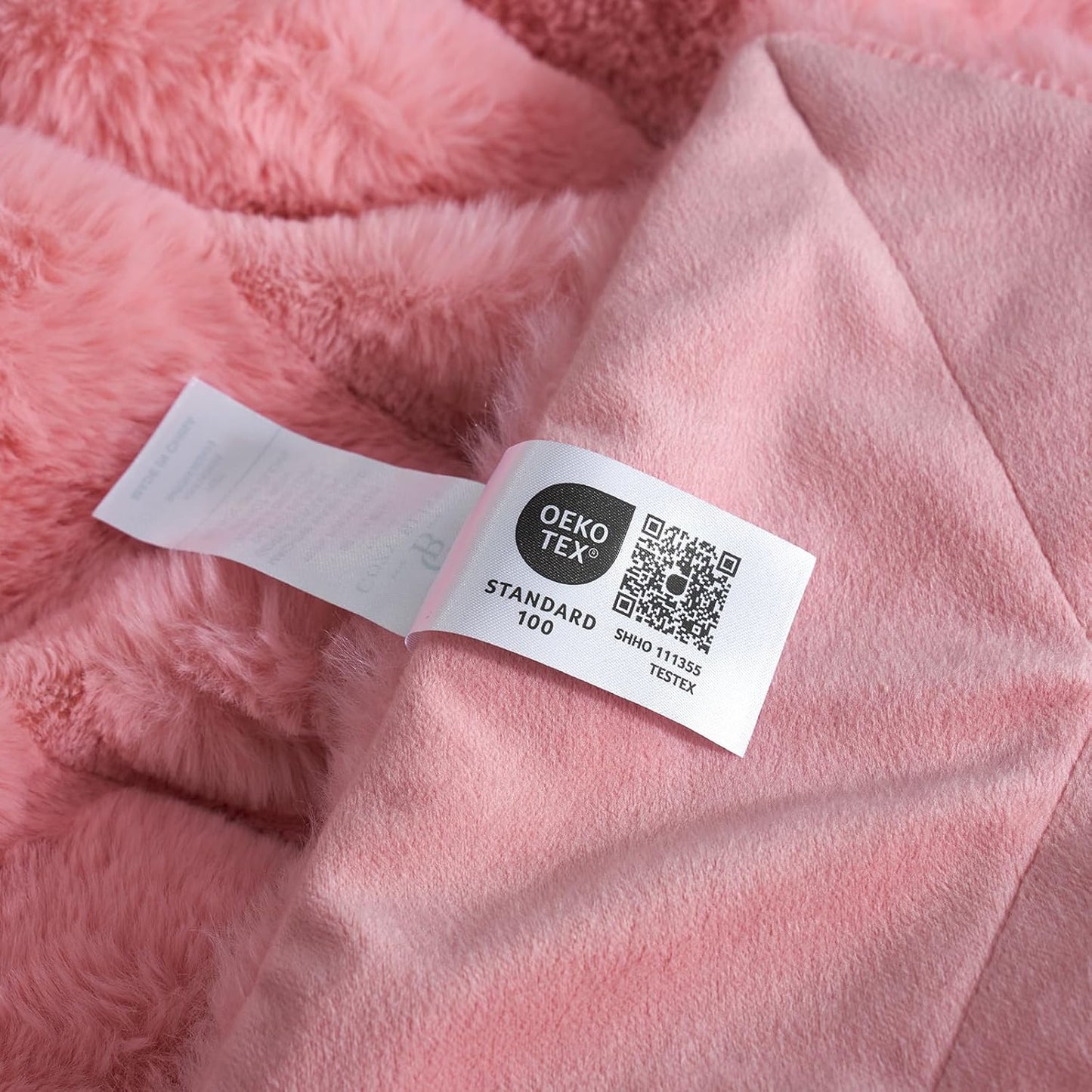 Cozy Bliss Faux Fur Throw Blanket for Couch, Cozy Warm Plush Striped Blanket for Sofa Bedroom Living Room, 90 * 90 Inches Hot Pink