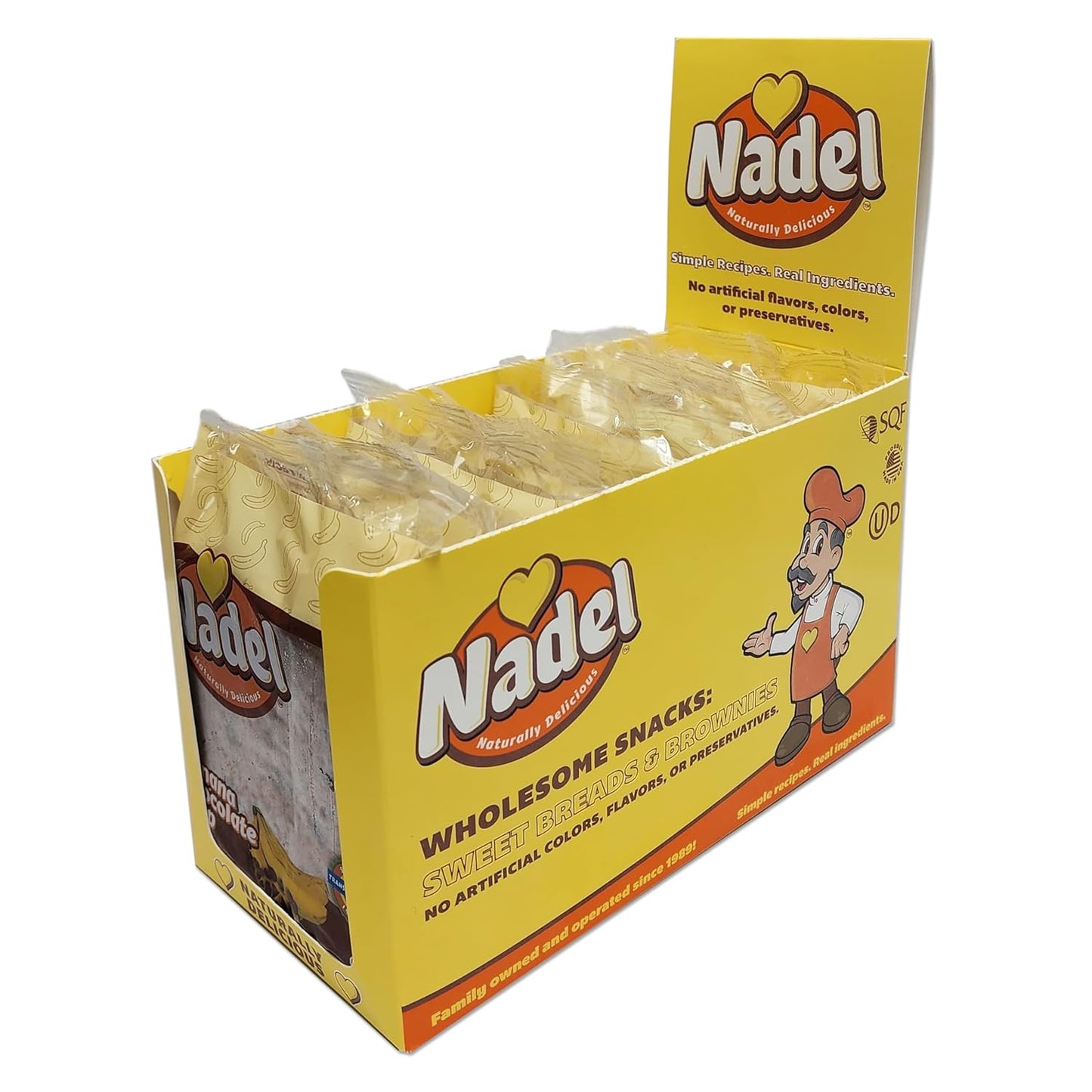 Nadel - NATURALLY DELICIOUS BANANA CHOCOLATE CHIP CAKE SLICES (4 Pack) Sweet Breads & Cakes, Back to School lunch snack, breakfast bar