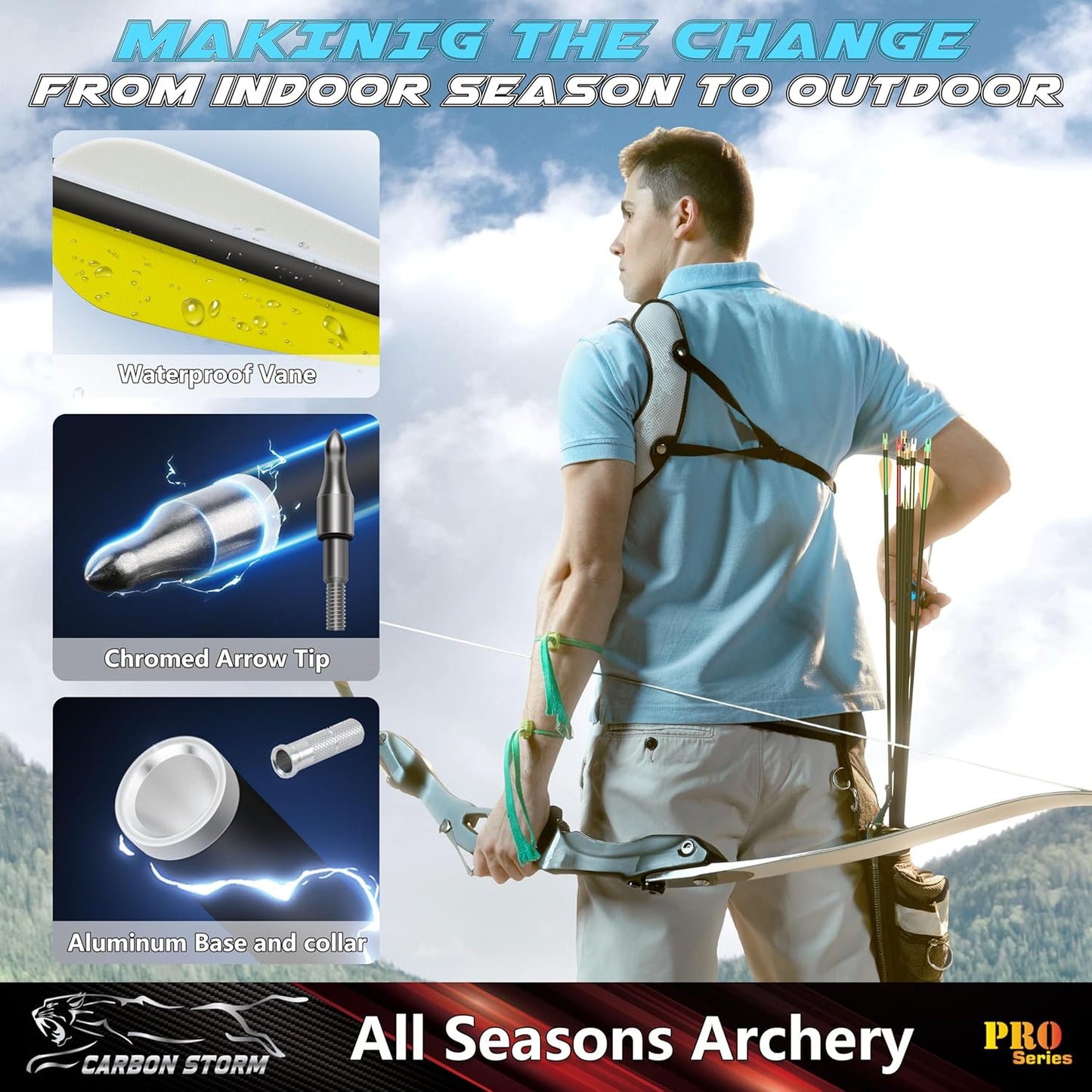 SUNYA 12-Pack 30 Inch Carbon Arrows Spine 500 or 400 for 40-60 LBS Bows｜Switch to Recurve/Compound Modes, Anti-Loose O-Ring & TPU Vanes for Hunting/Target Practice