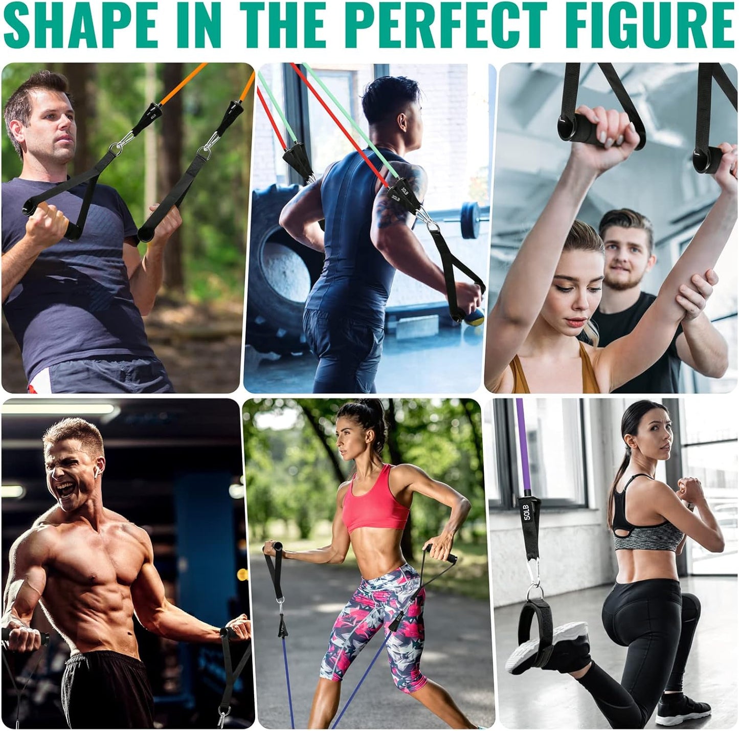 Aihoye Resistance Bands for Working Out, Exercise Bands with Handles, Stretch Bands for Exercise, Workout Bands with Door Anchors for Physical Therapy & Strength Training