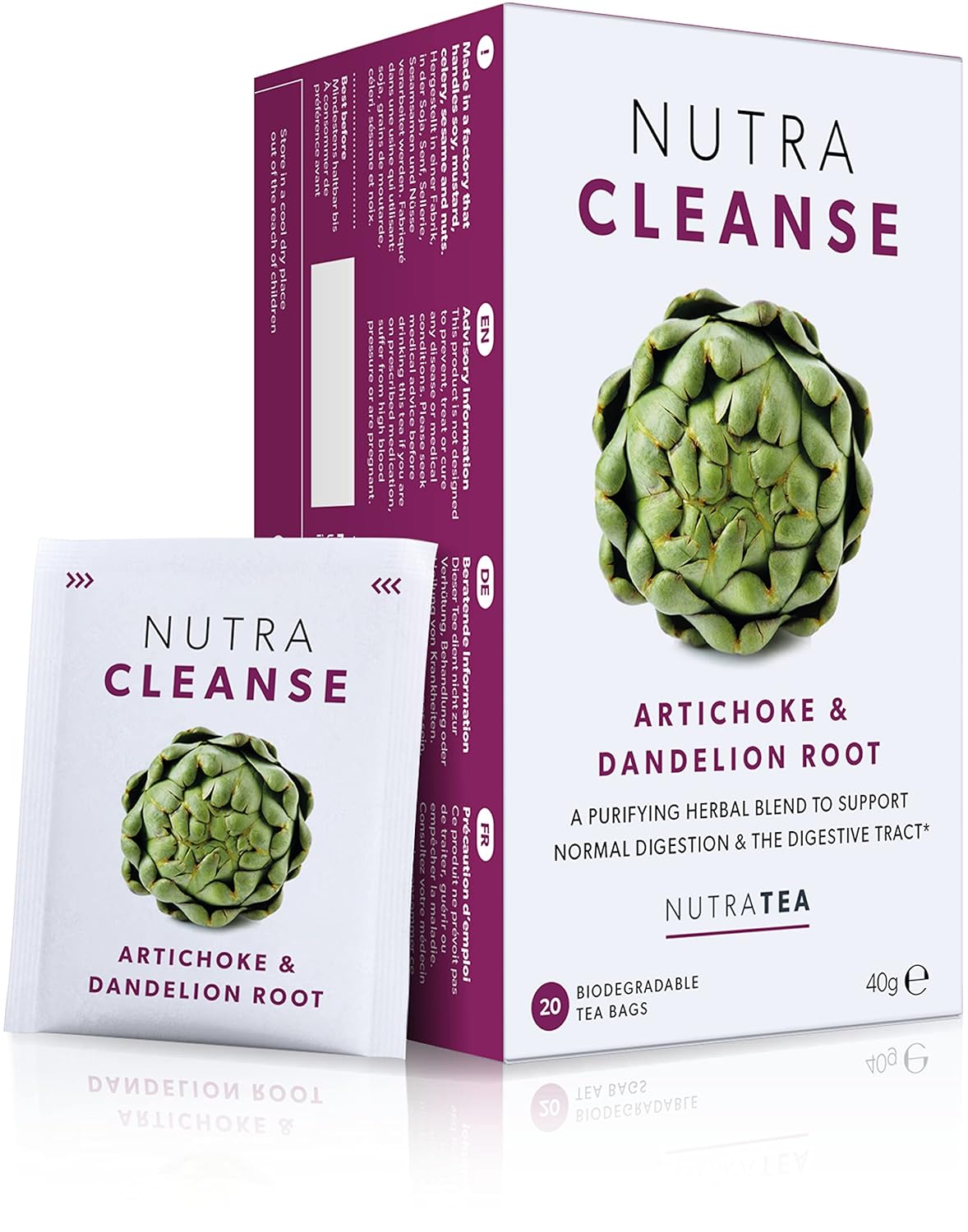 Nutracleanse - Dandelion Root & Burdock Detox Tea - Full Body Cleanse - 40 Envg. Tea Bags (2 Pack)