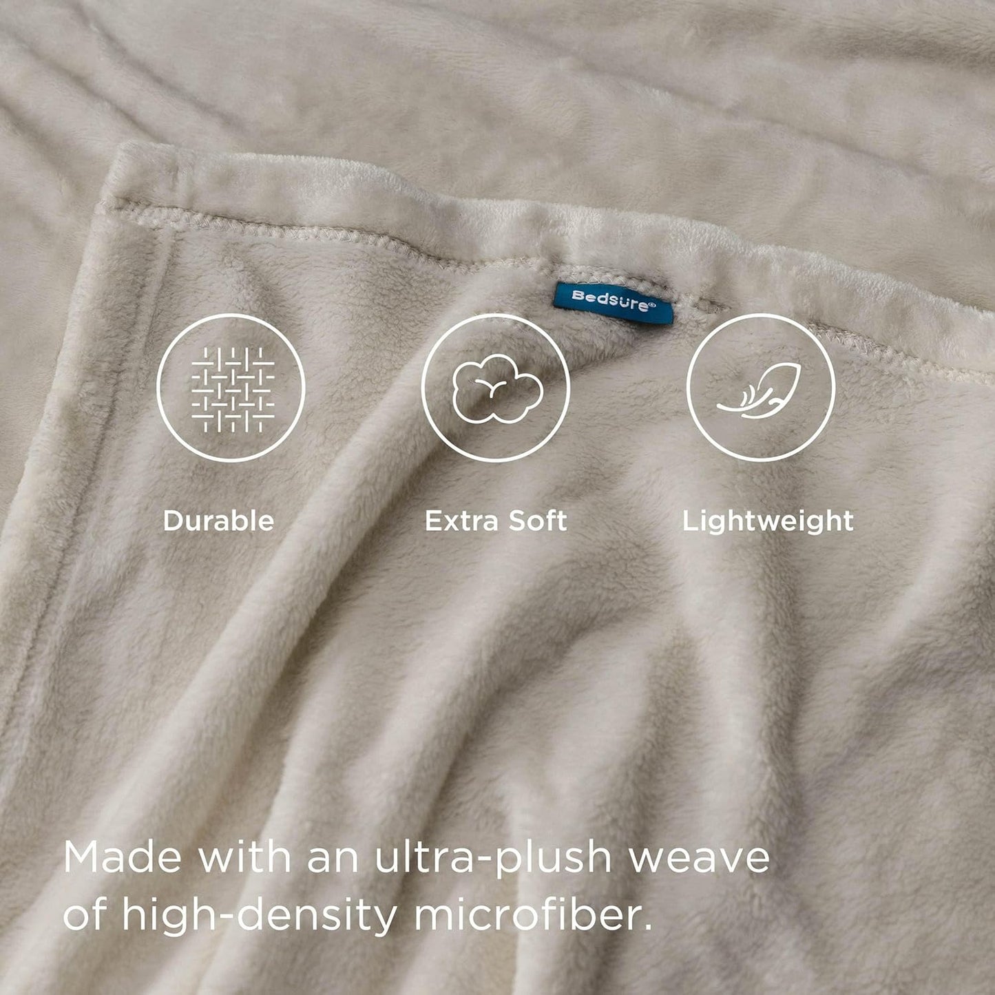 Bedsure Fleece Throw Blanket for Couch Oxford Tan - Lightweight Plush Fuzzy Cozy Soft Blankets and Throws for Sofa, 50x70 inches