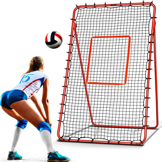 7x4FT Volleyball Rebounder Net,Angle Adjustable Volleyball Training Equipment for Hitting,Blocking,Serving,Setting, Easy Setup Volleyball Rebound Net, Portable Volleyball Trainer for Kids and Adults