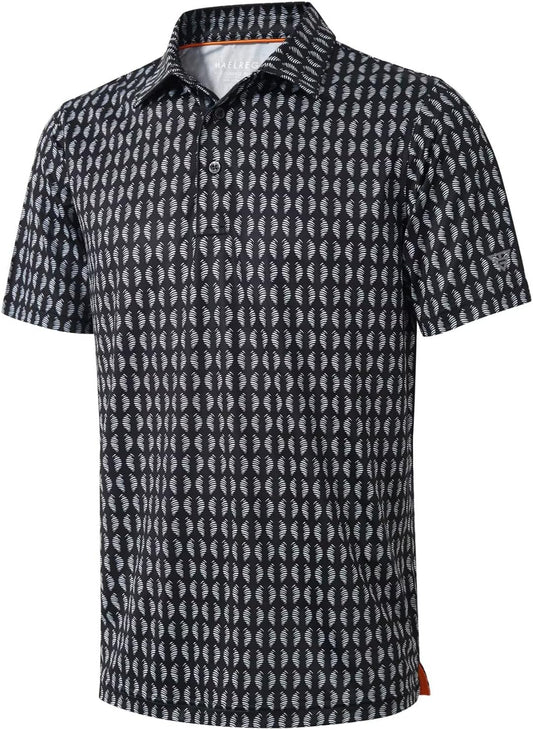 Men's Golf Polo Shirts Short Sleeve Striped Performance Moisture Wicking Dry Fit Golf Shirts for Men