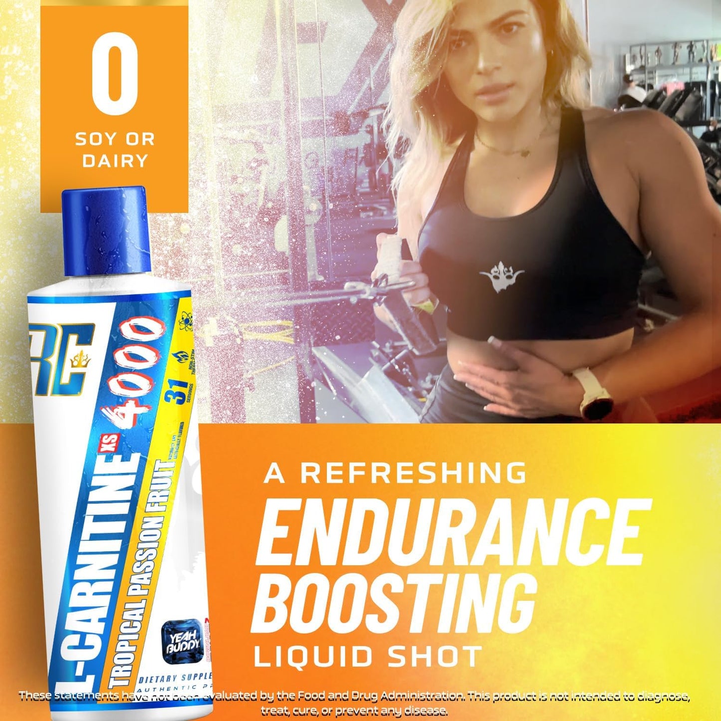 Ronnie Coleman Signature Series L Carnitine XS 4000 Liquid, Stimulant Free, Sugar Free, Zero Carbs, Lean Muscle Strength Support for Men & Women, 16 Oz (16 oz, Tropical Passion Fruit (4000))