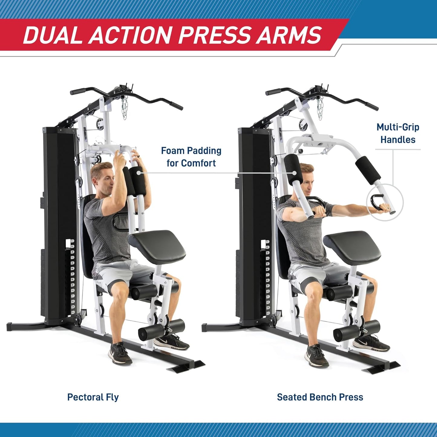 Marcy 150lb. Stack Home Gym with Pulley, Arm, and Leg Developer Multifunctional Workout Station for Weightlifting and Bodybuilding