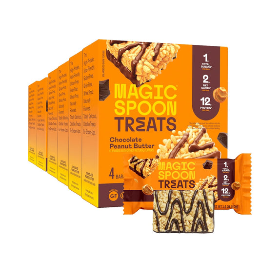 MAGIC SPOON Treats - High Protein, Low Carb, Keto Friendly, Low Sugar, Gluten Free, Crispy Protein Bar Cereal Bar, On-The-Go Healthy Snack (Chocolate PB, 24 Bars)