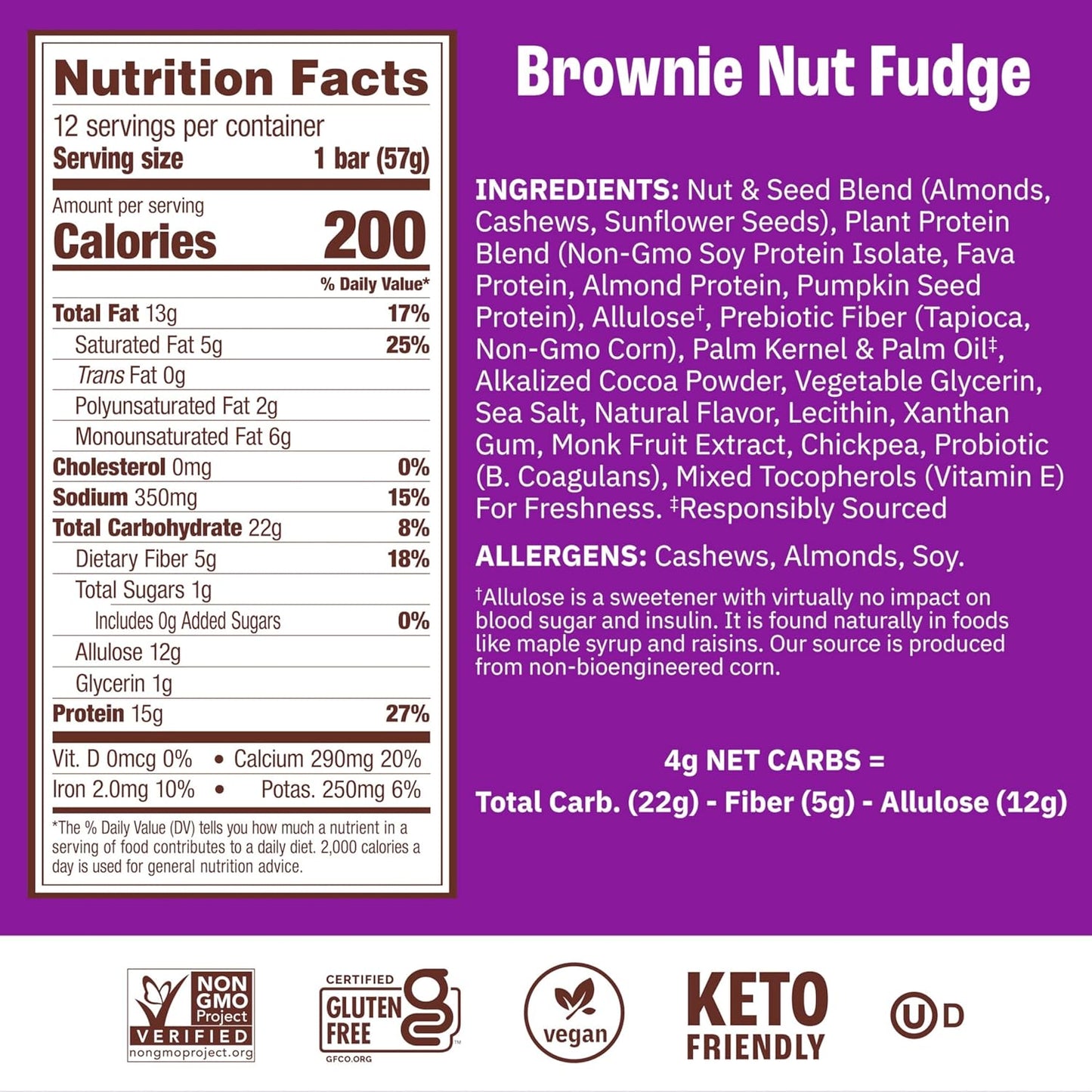 Munk Pack 15g Probiotic Keto Protein Bars - Low Sugar, High Protein -1g Sugar, 4g Net Carbs. Vegan + Plant Based Gut Health. Low Carb Healthy Snack Bar. Brownie Nut Fudge
