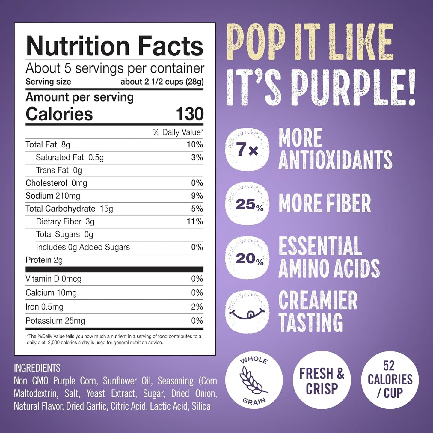 Purplesful Purple Corn Popcorn, Silkier, Creamier & Healthy Popcorn, Vegan-Friendly, Non-GMO, Flavorful Popped Corn Gourmet Snack, Vegan Cheddar, Big Bulk Pack - 4.8 Oz Per Pack (Pack of 9)