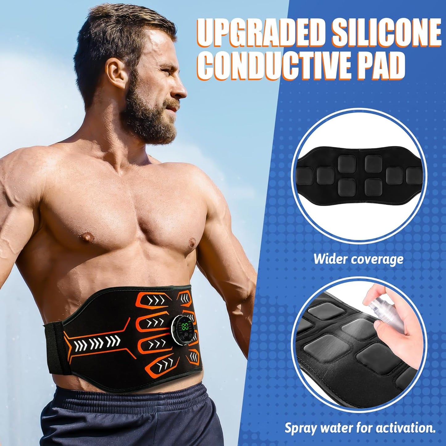 Electronic Muscle Stimulator, Abs Stimulator Muscle Toner, Ab Machine Trainer for All Body, Rechargeble for Fitness Strength Training Workout Equipment for Men and Women(Waist + Arms)