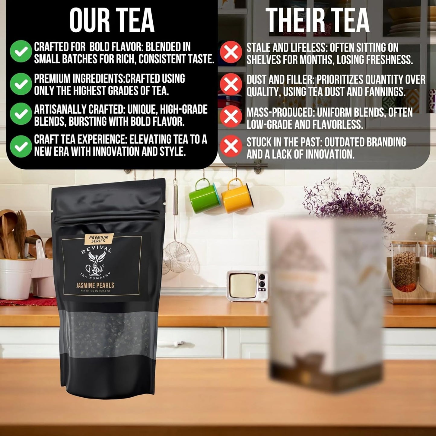 Revival Tea Company Jasmine Tea Pearls - Hand-Rolled Green Tea Scented with Jasmine Flowers - 4.5 Ounces