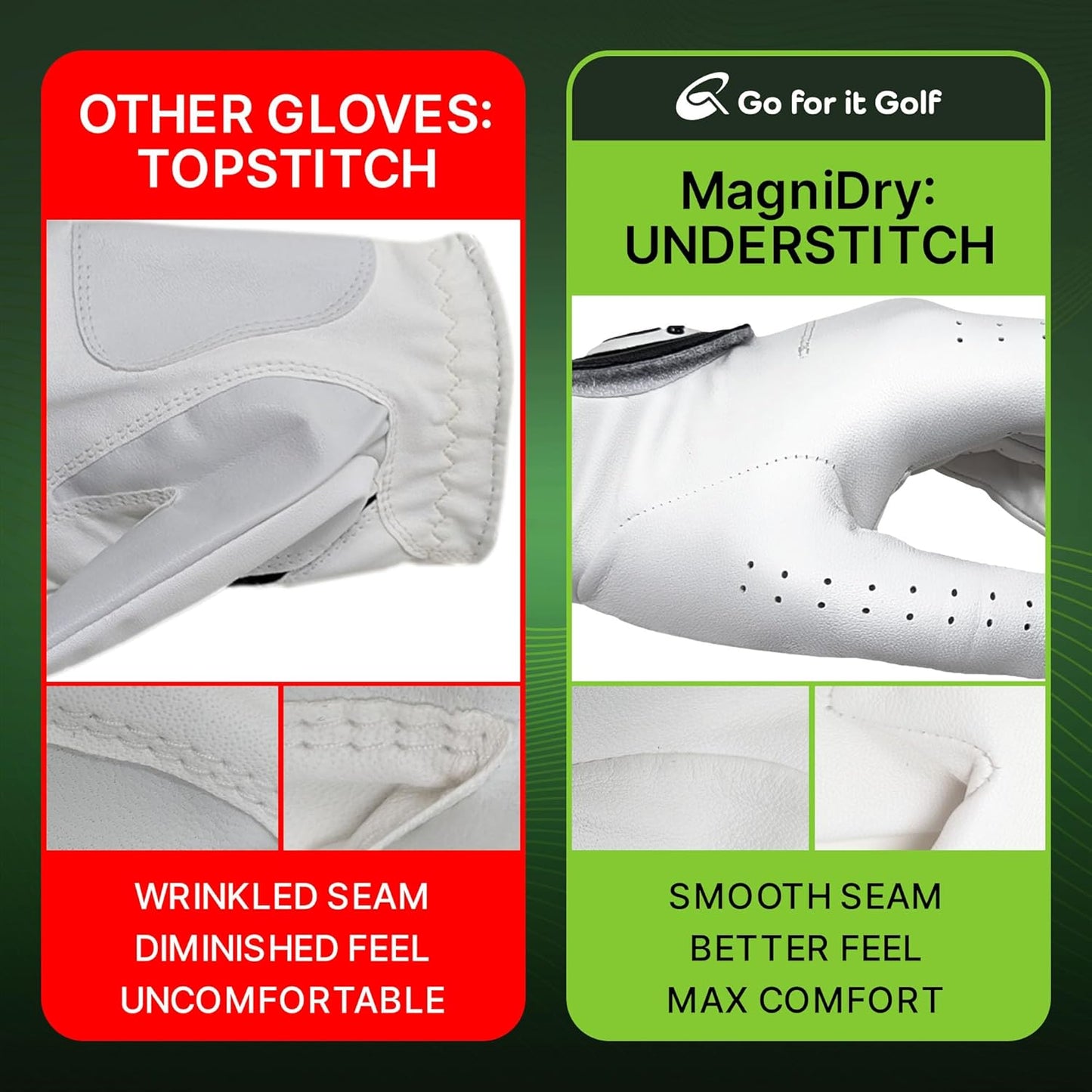 Golf Glove – Voted #1 for Comfort at The Professional Golf Merchandise Show in Orlando – Premium Cabretta Leather, Magnet-Driven Airflow to Stay Dry Between Shots