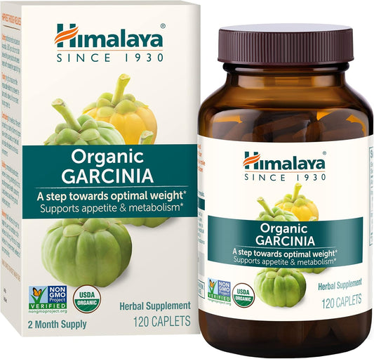 Himalaya Organic Garcinia Cambogia Herbal Supplement, Appetite Support, Lipid Metabolism, Weight Support, USDA Organic, Non-GMO, Vegan, 600 mg, 120 Plant-Based Caplets