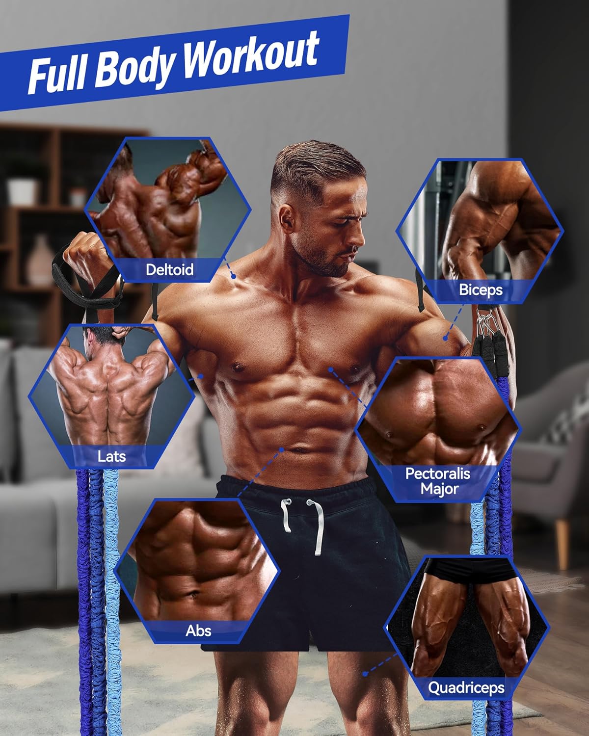 Upgraded Pilates Bar Kit with Resistance Bands Natural Latex for Women & Men, Heavy-Duty Stainless Steel Multifunctional Yoga Pilates Stick for Home Gym Exercise Fitness Equipment Full-Body Workouts