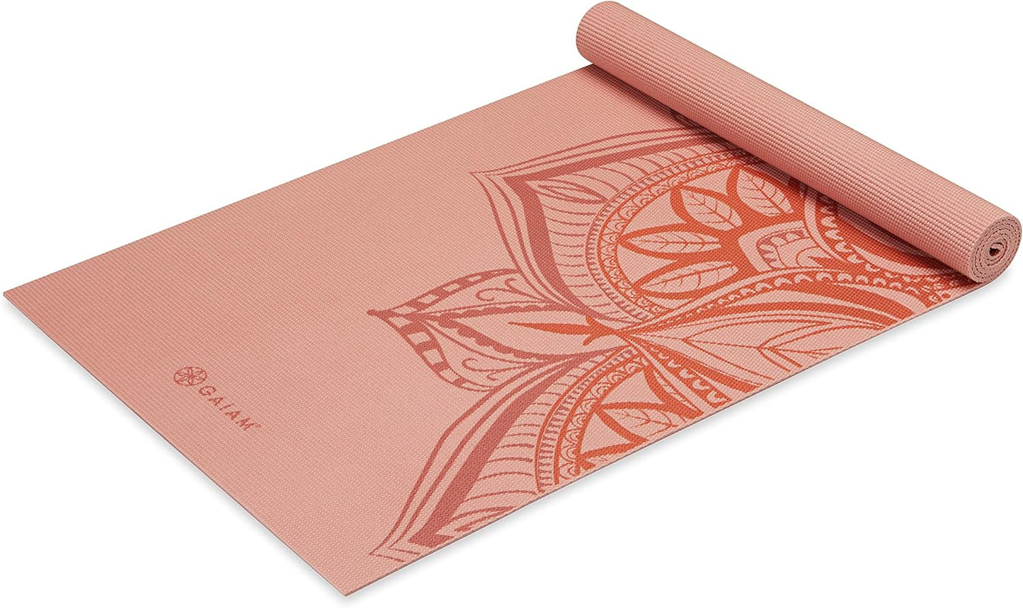 Gaiam Yoga Mat - Premium 5mm Print Thick Non Slip Exercise & Fitness Mat for All Types of Yoga, Pilates & Floor Workouts (68" x 24" x 5mm)