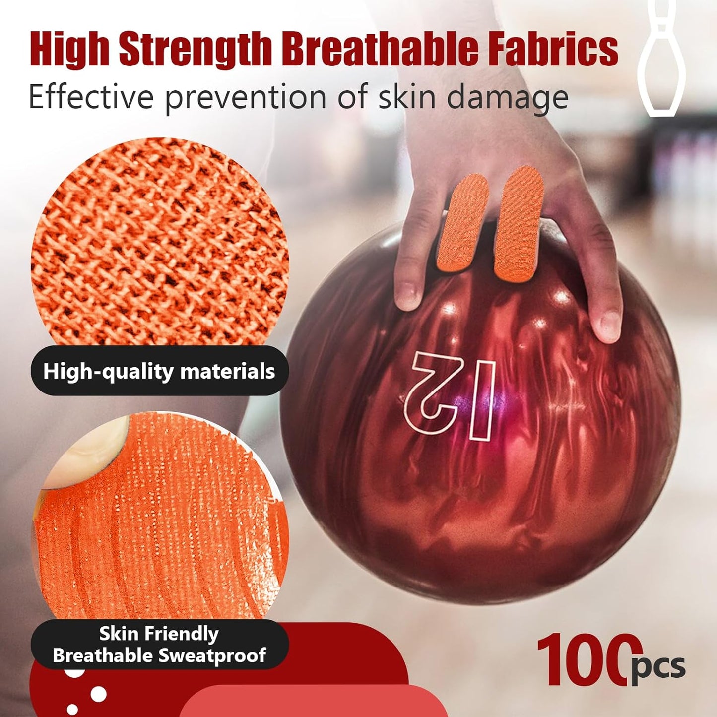 100 PCS Bowling Thumb Tape - Bowling Finger Tape - Thumb Tape Protector for Bowling(Multiple Colors, 1 x 2.8 Inches, Breathable)