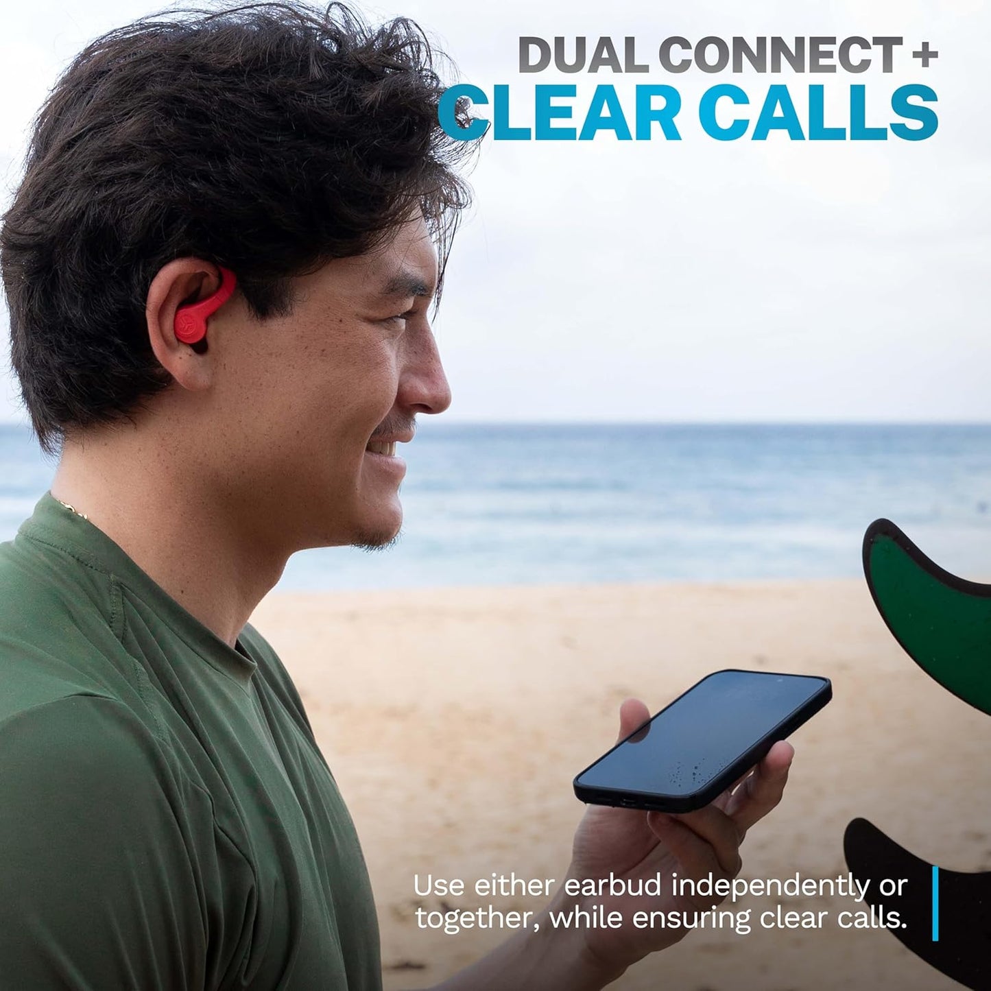 JLab Go Air Sport+ Wireless Workout Earbuds Featuring C3 Clear Calling, Secure Earhook Sport Design, 35+ Hour Bluetooth Playtime, and 3 EQ Sound Settings (Coral)