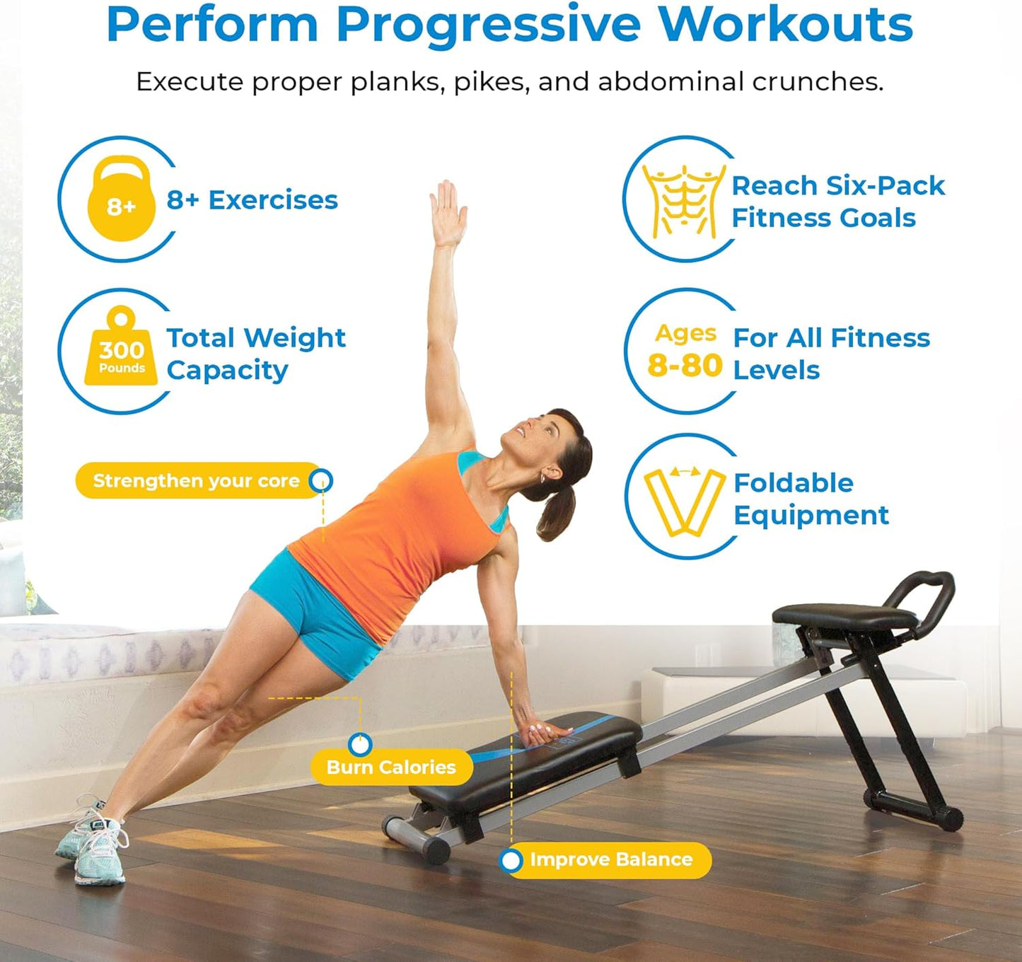 Total Gym Fitness Station, Dynamic Plank Core and Ab Trainer Blast Machine with DVD