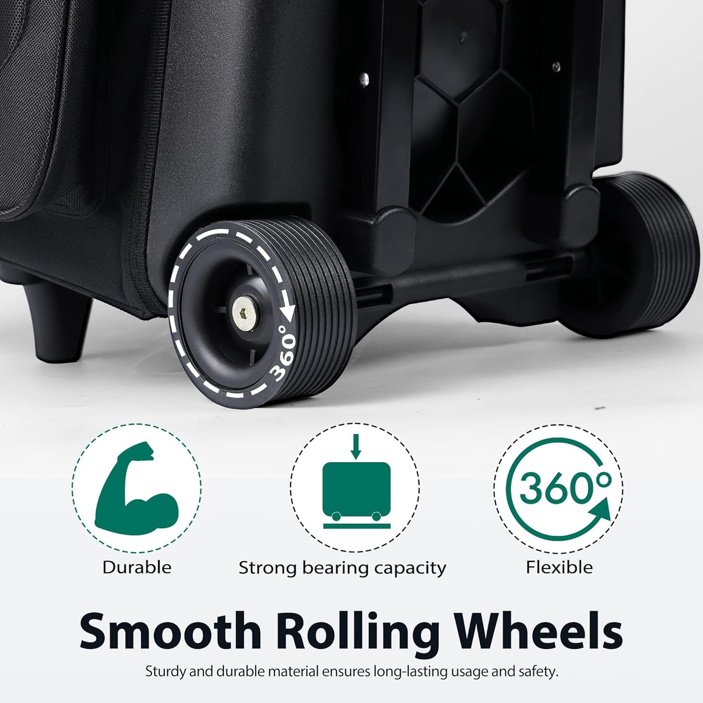 Double Roller 2 Ball Bowling Bag with Separate Shoe Compartment for Bowling Shoes (Up To US Mens Size 15) and Oversized Accessory Pocket, Retractable Handle - Extends to 40"