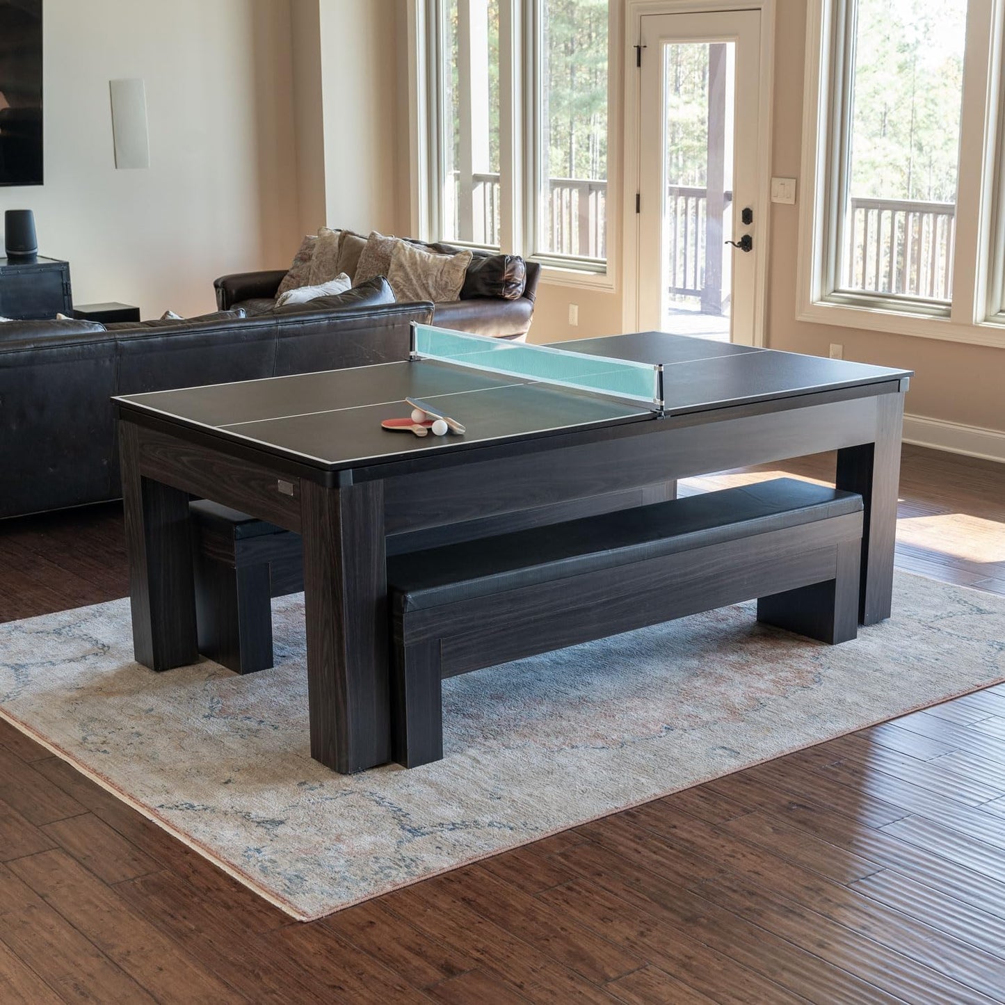 New York Nights 7 Ft Pool Table Set with Benches and Top