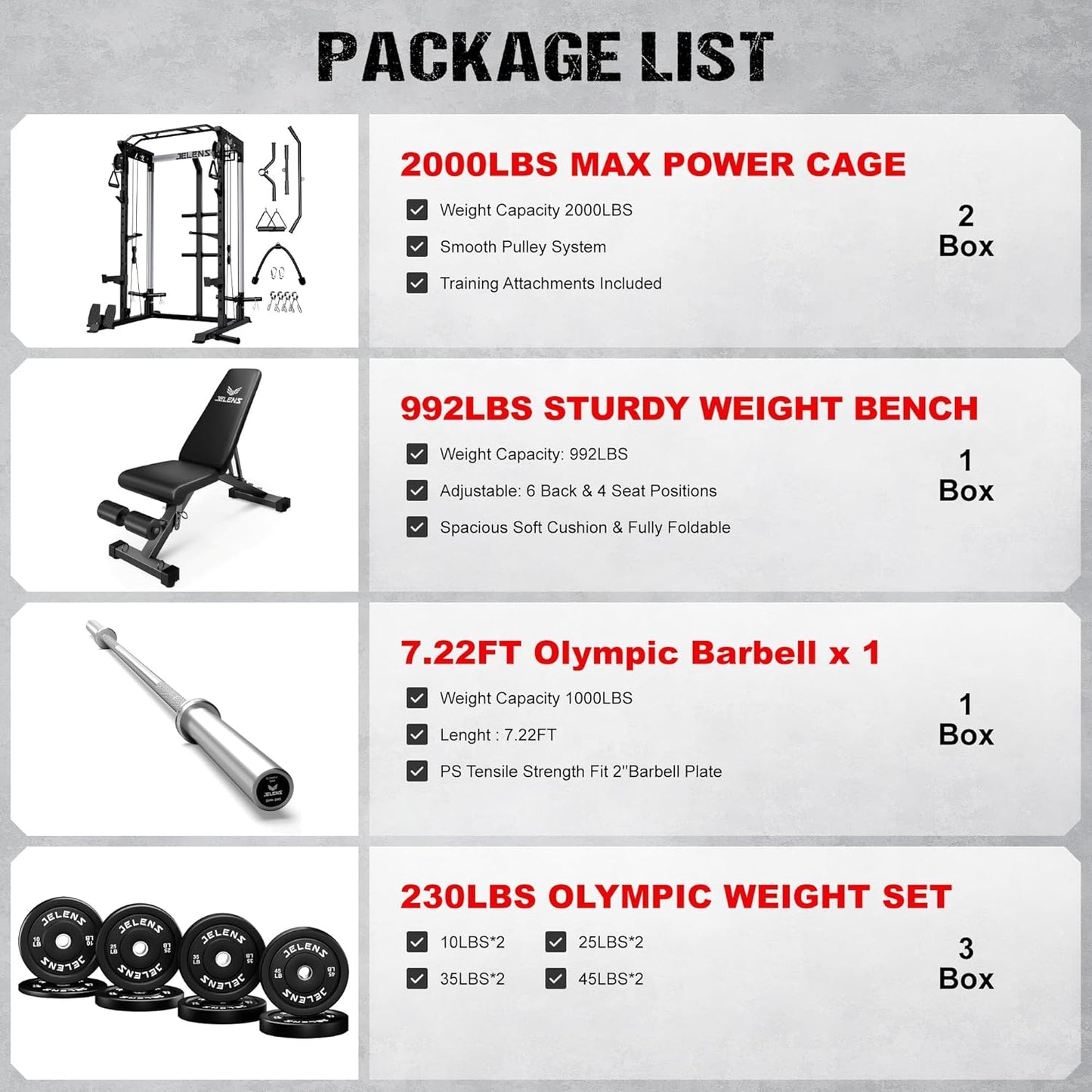 Power Cage, 2000LBS Multi-Function C21 Power Rack with Dual Pulley Cable Crossover System, All-in-One Squat Rack with More Training Attachments