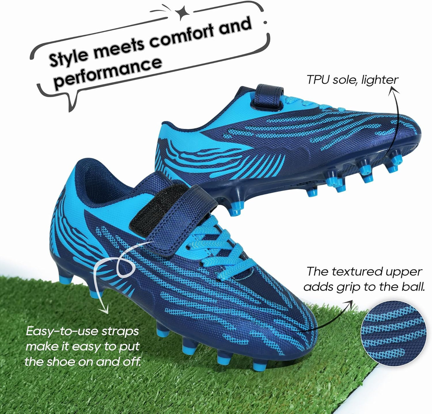 brooman Kids Firm Ground Soccer Cleats Boys Girls Athletic Football Shoes