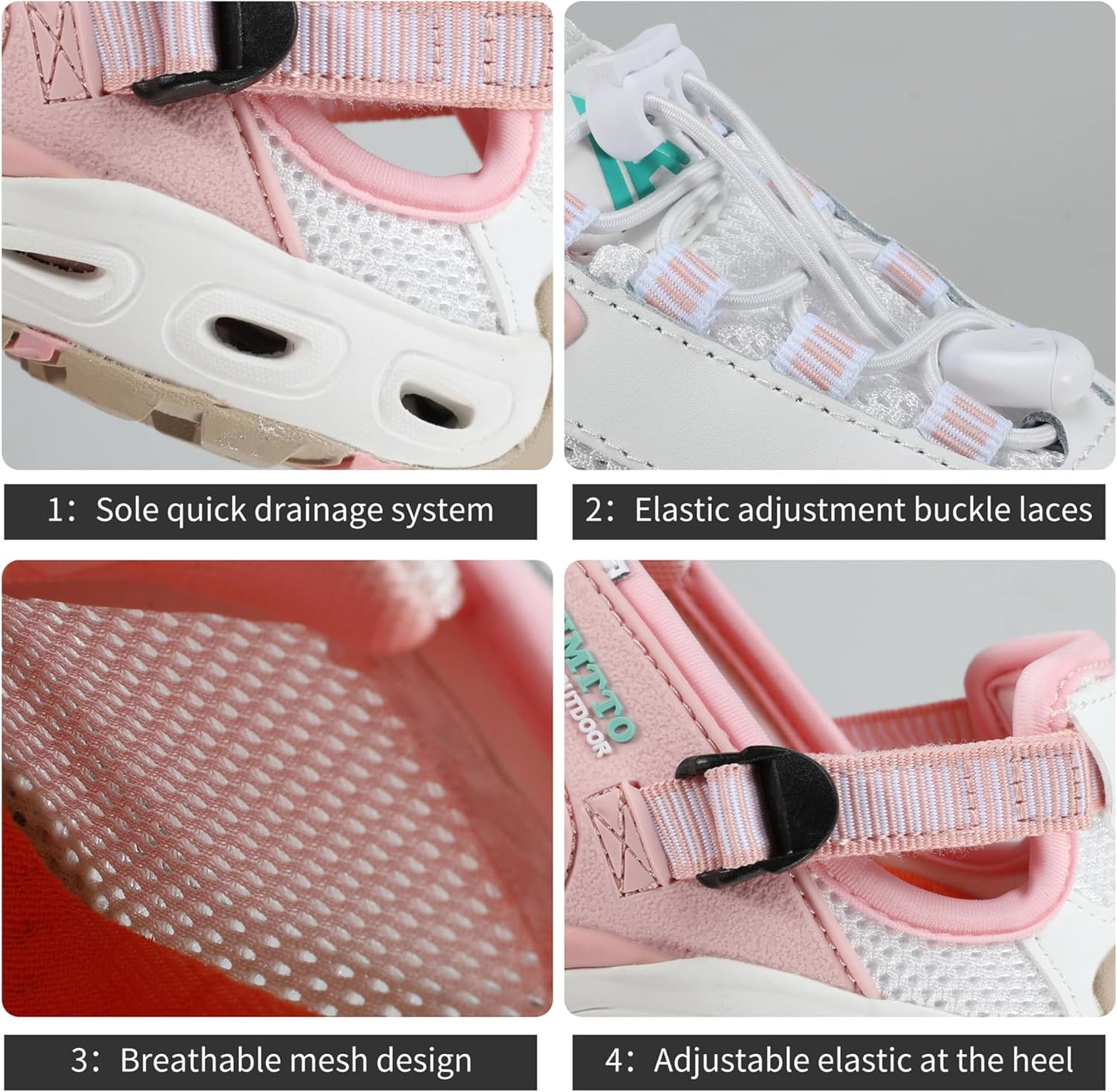 HUMTTO Women's Amphibious Water Shoes - Closed Toe Hiking Sandals Summer Outdoor Water Sandal Non-Slip River Shoes Quick Drying Aqua Shoe