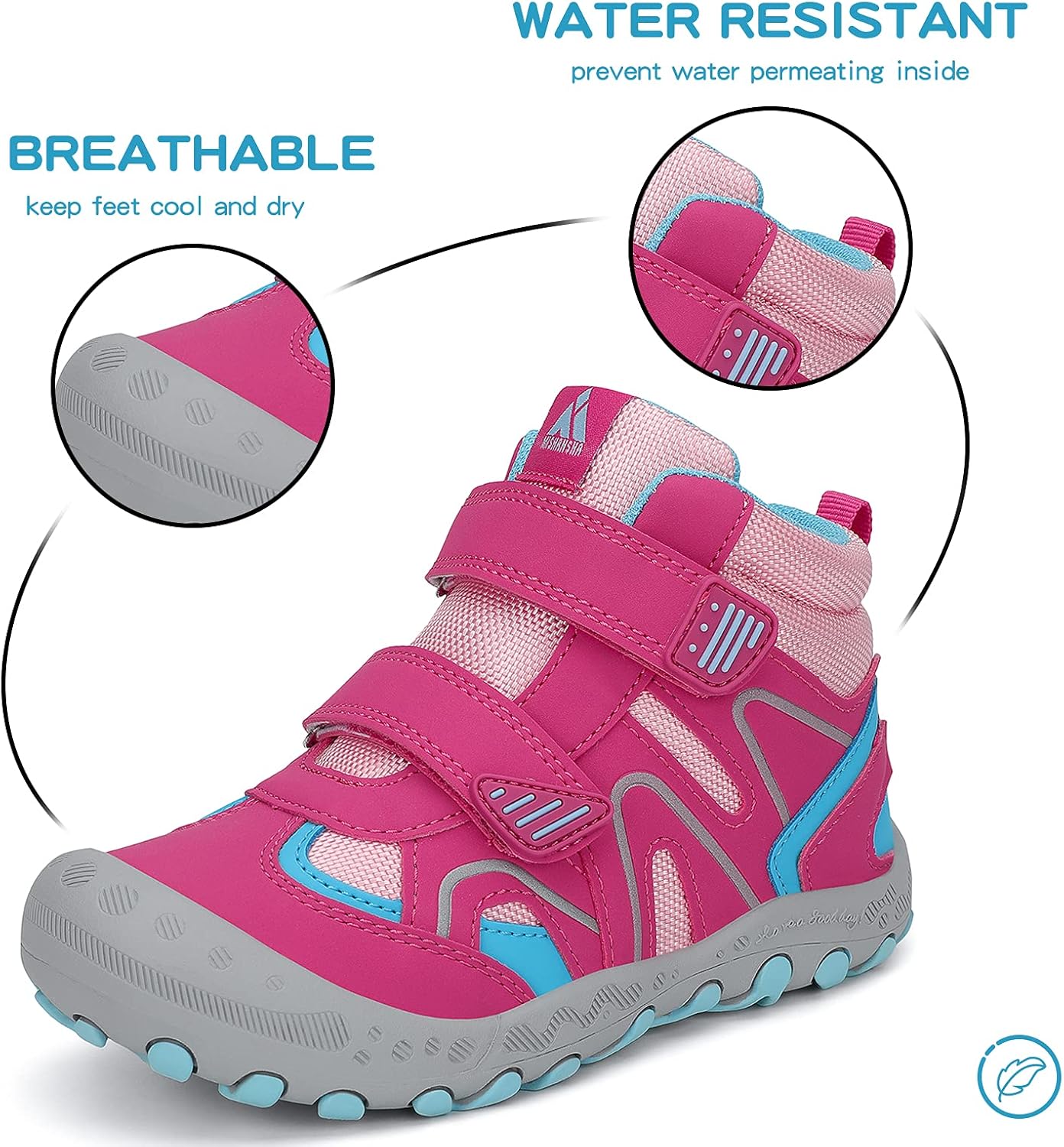 Mishansha Kids Water Resistant Hiking Boots, Boys Girls Anti Collision Anti-Skid Athletic Outdoor Adventure Trekking Shoes