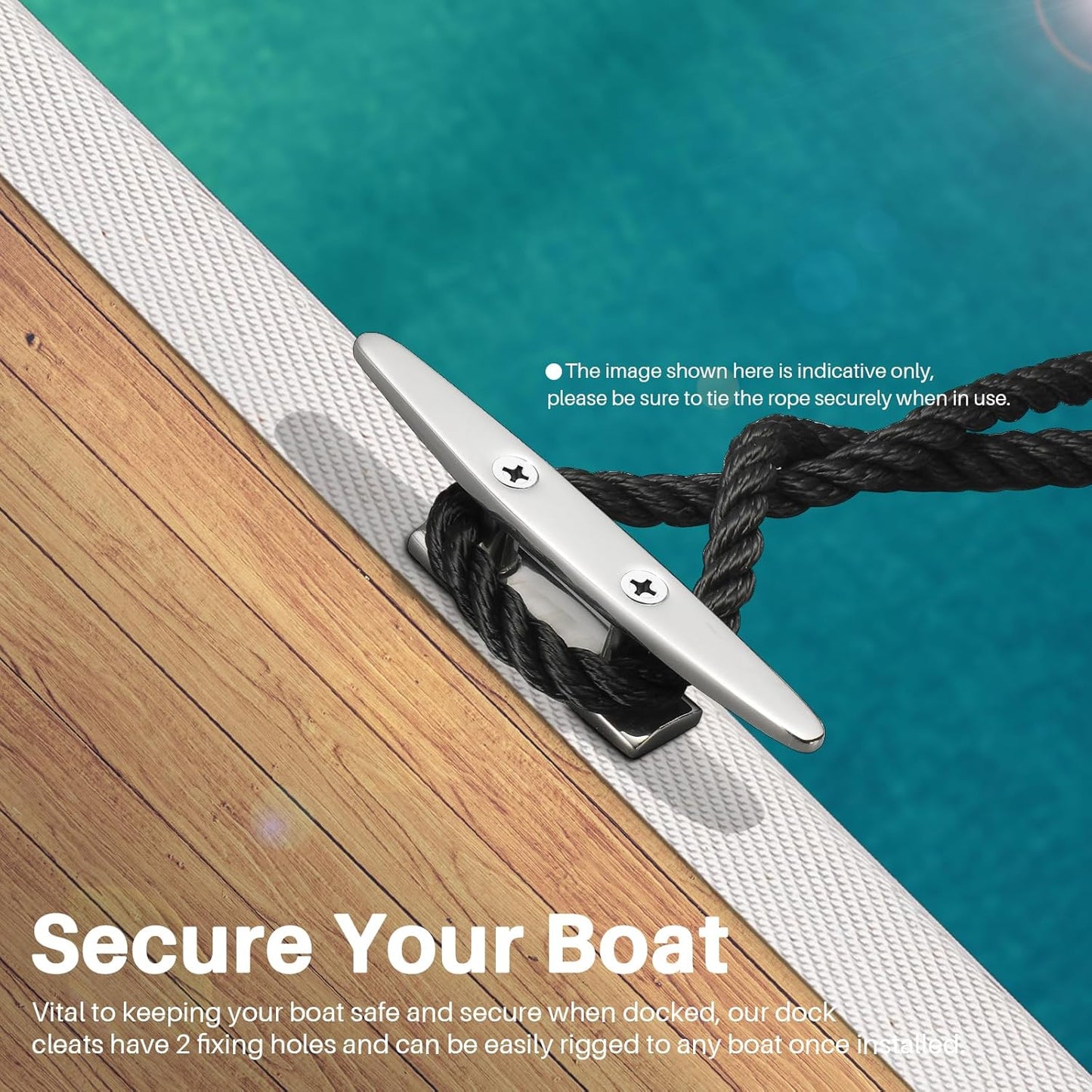 Boat Cleats Marine Grade 316 Stainless Steel Boat Mooring Cleat Pack of 4, Installation Accessories Included