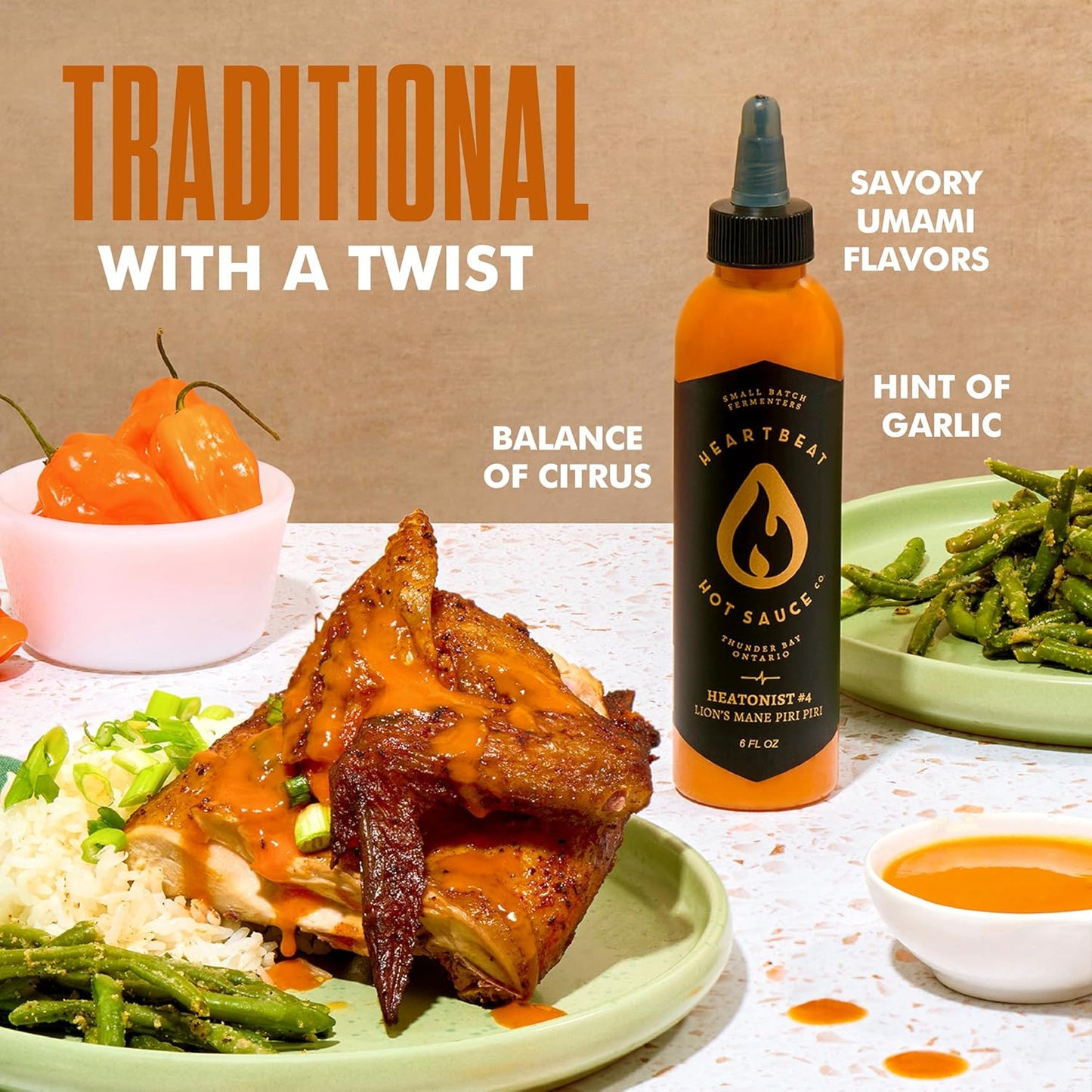 Heartbeat Hot Sauce Co. | Lion's Mane Piri Piri, 6 oz.