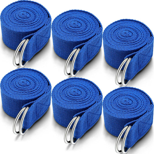 6 Pcs Yoga Strap for Stretching 8 Ft Yoga Exercise Adjustable Straps Bands with Safe Adjustable D Ring Buckle for Pilates Gym Workouts Fitness Improves Sitting Posture