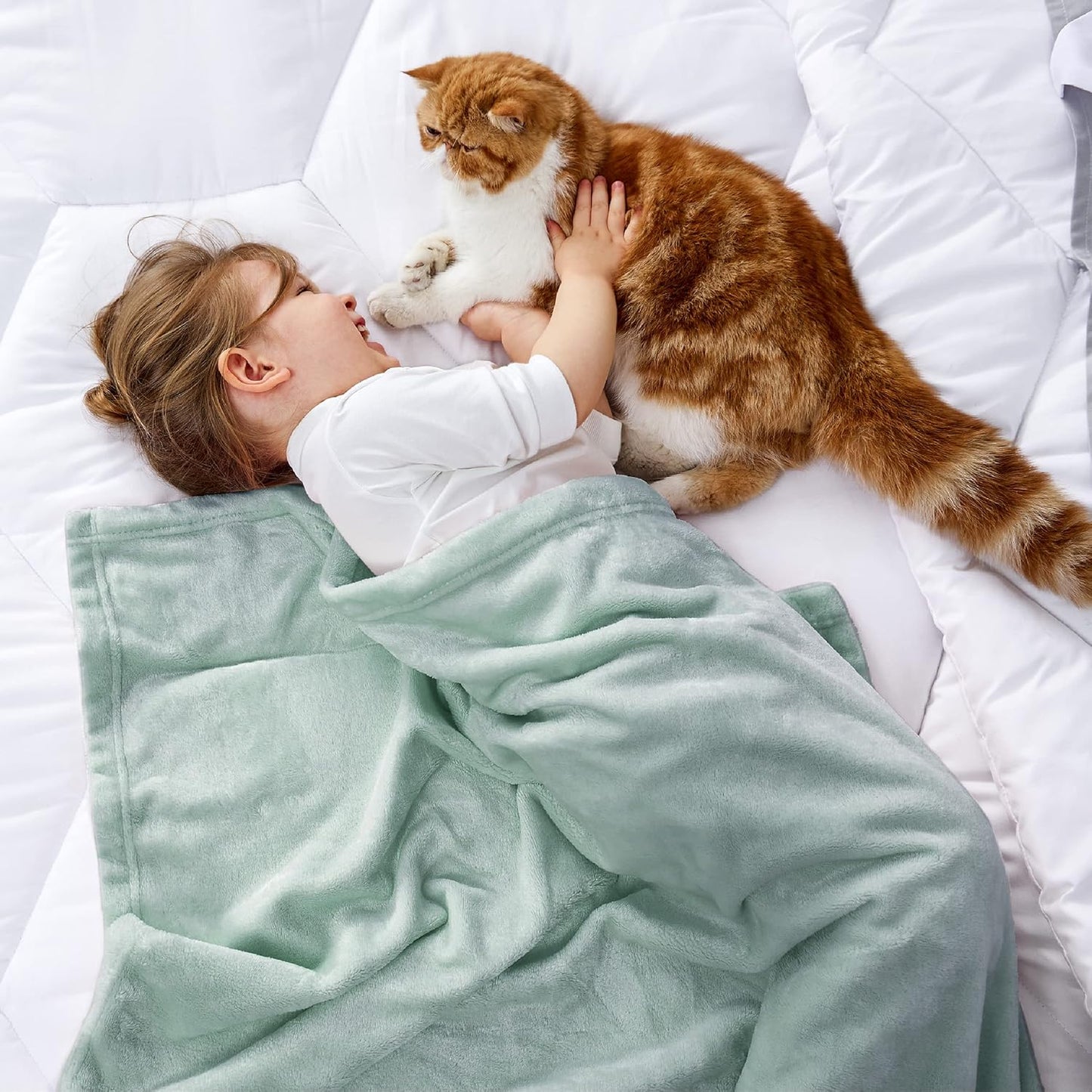 Bedsure Bedding Fleece Blanket for Girls and Boys - Soft Cozy Cute Small Throw Blankets for Travel, 43x55 Inches, Sage Green