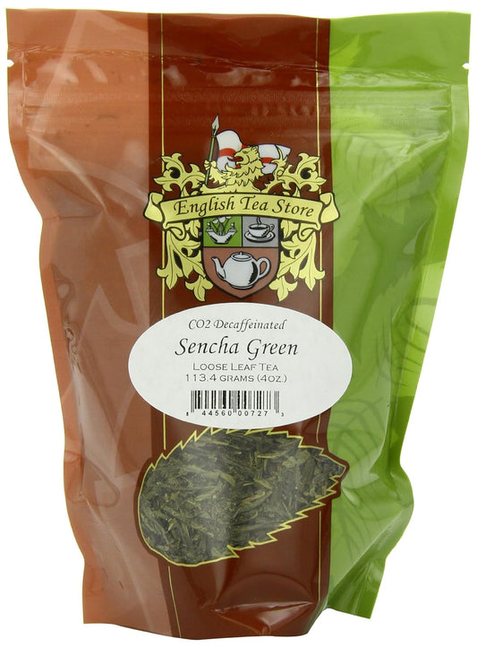 Sencha Green CO2 Decaffeinated Tea - 4oz | Loose Leaf Pouches | Gently Steamed Japanese Green Tea | Naturally Decaffeinated Without Chemicals | Smooth and Fresh Flavor | Enjoy Hot or Iced