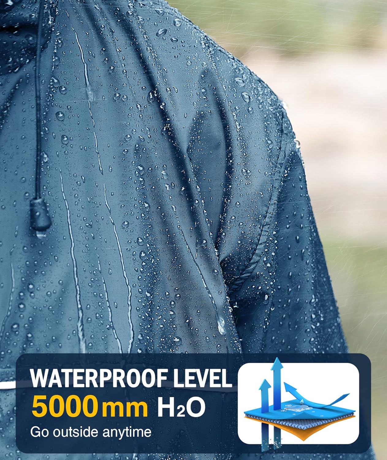 SWISSWELL Rain Jacket Men Waterproof Windbreaker, Lightweight Hooded Raincoat for Daily Casual