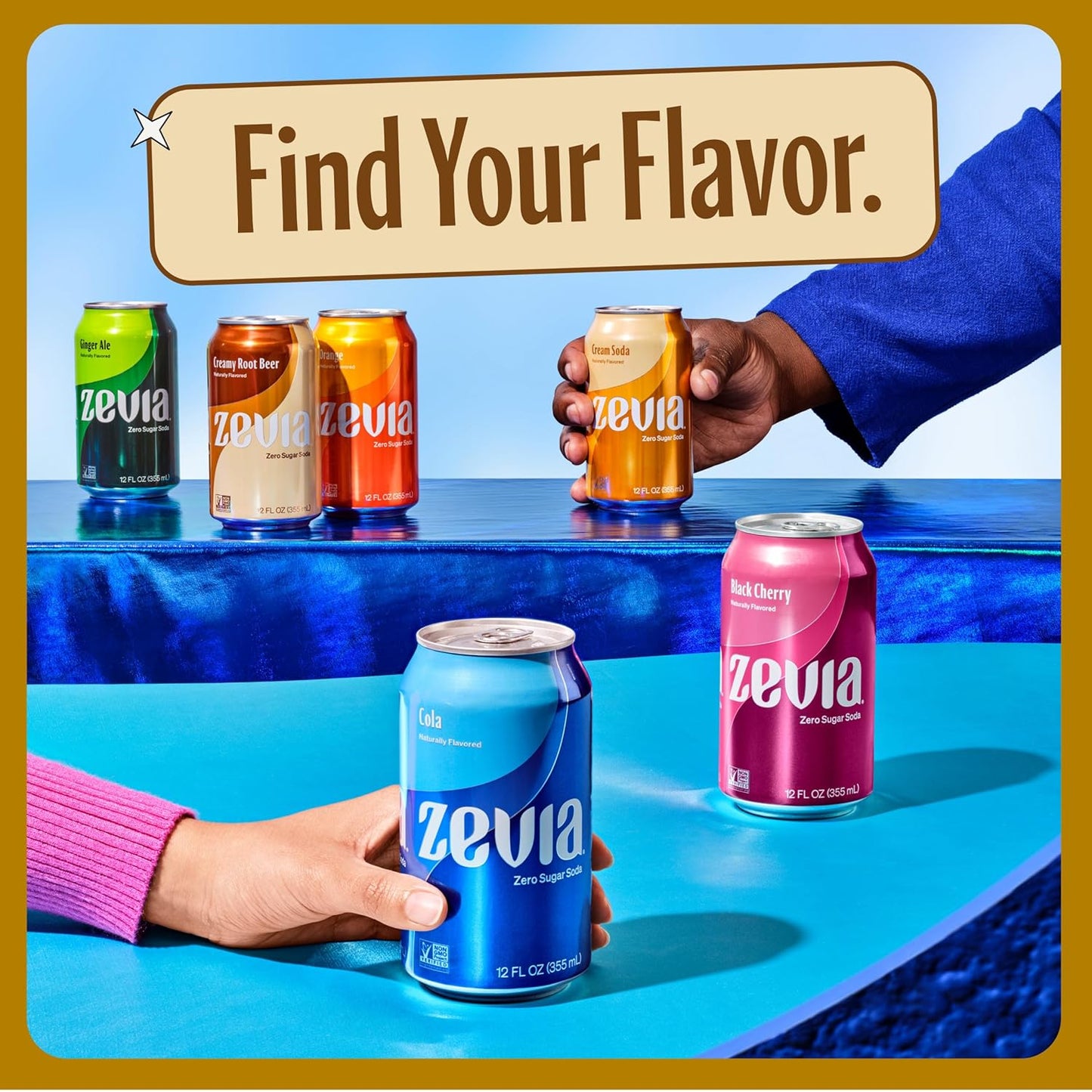 Zevia Zero Sugar Soda, Creamy Root Beer, 12 oz Cans (24-Pack) – Naturally Sweetened, Non-GMO Project Verified, Gluten-Free, Vegan