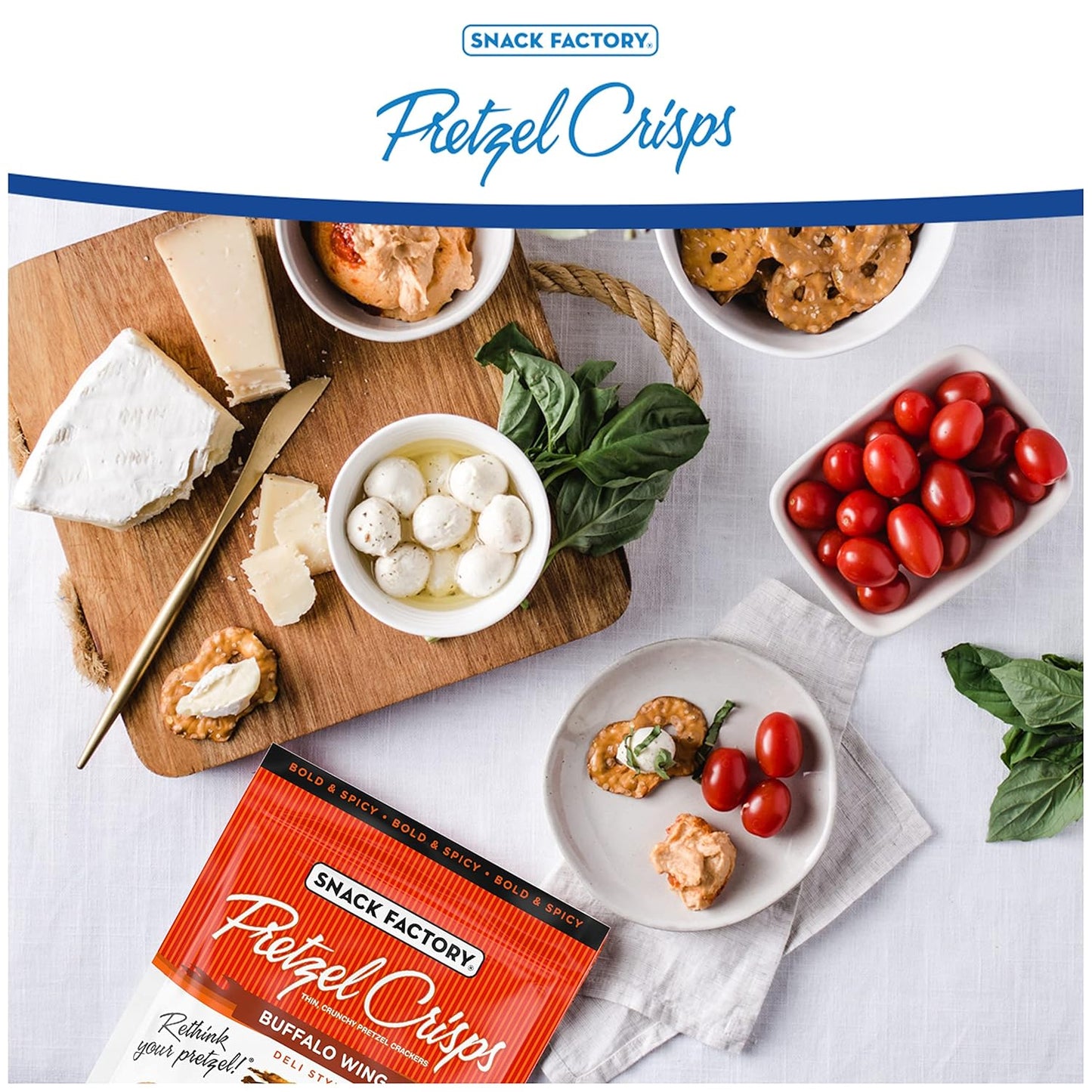 Snack Factory Buffalo Wing Pretzel Crisps, Non-GMO, 7.2 OZ Resealable Bag