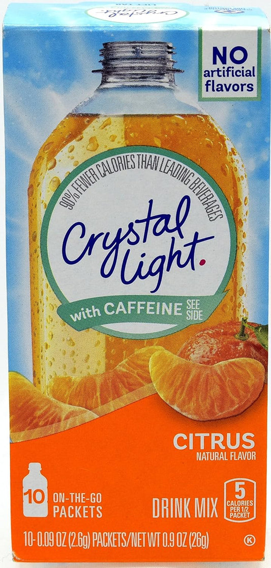 Crystal Light On The Go Citrus With Caffeine Drink Mix, 10-Packet Box (Pack of 15)