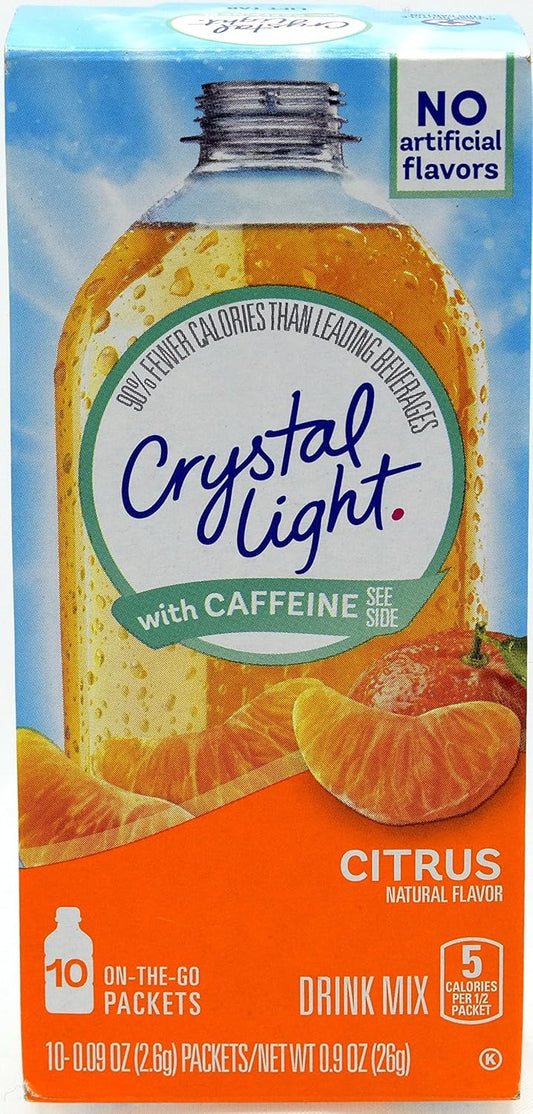 Crystal Light On The Go Citrus With Caffeine Drink Mix, 10-Packet Box (Pack of 26)