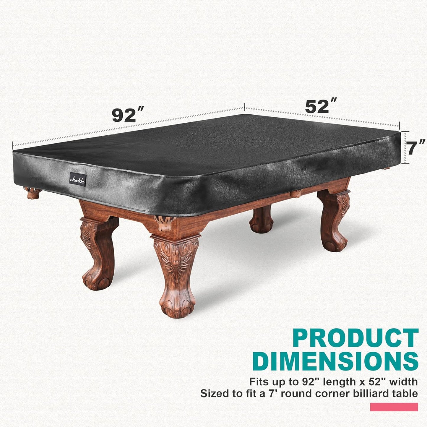 Heavy Duty Leatherette Billiard Pool Table Cover,Waterproof&Tearproof Cover for Pool Table,7/8/9 Foot Fitted